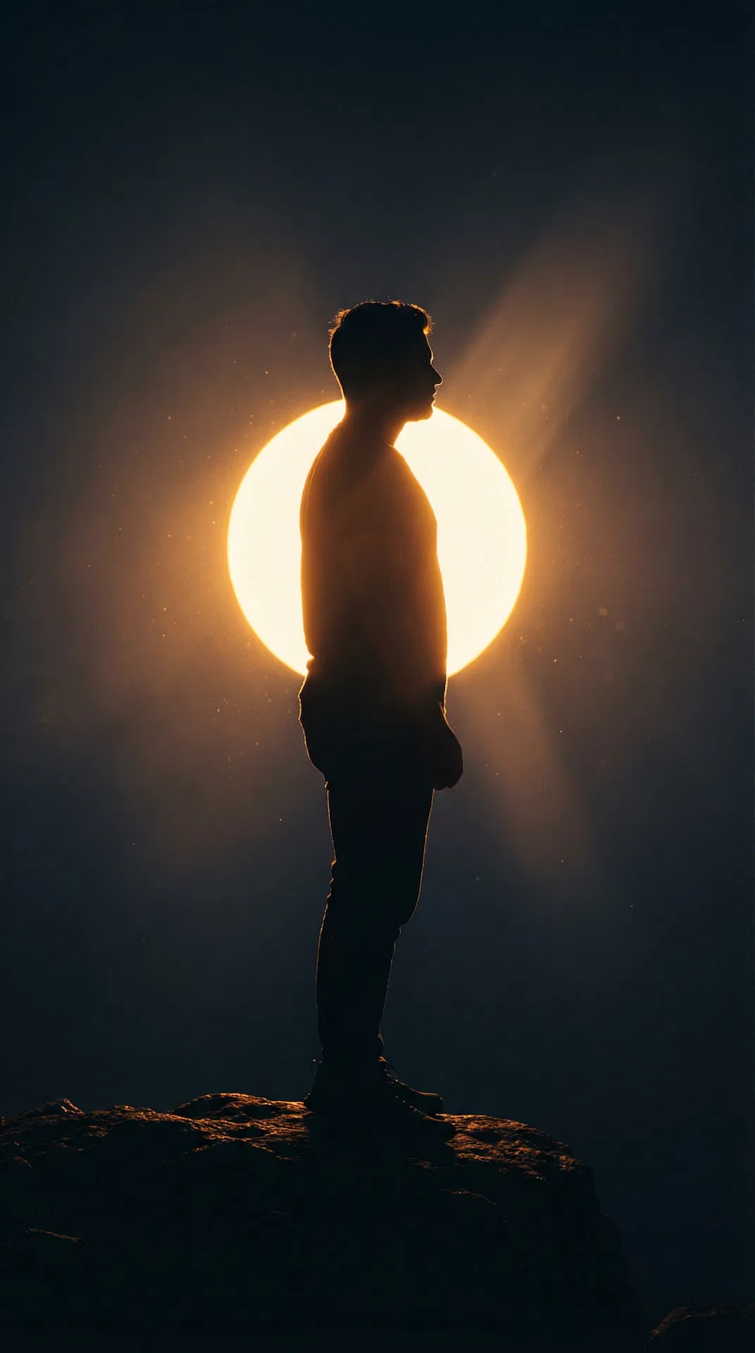 Silhouette dans la lumière — symbolisant la transformation intérieure