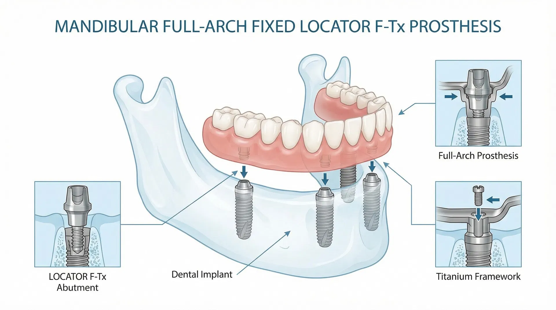 Mandibular Full-Arch Fixed LOCATOR F-Tx Prosthesis