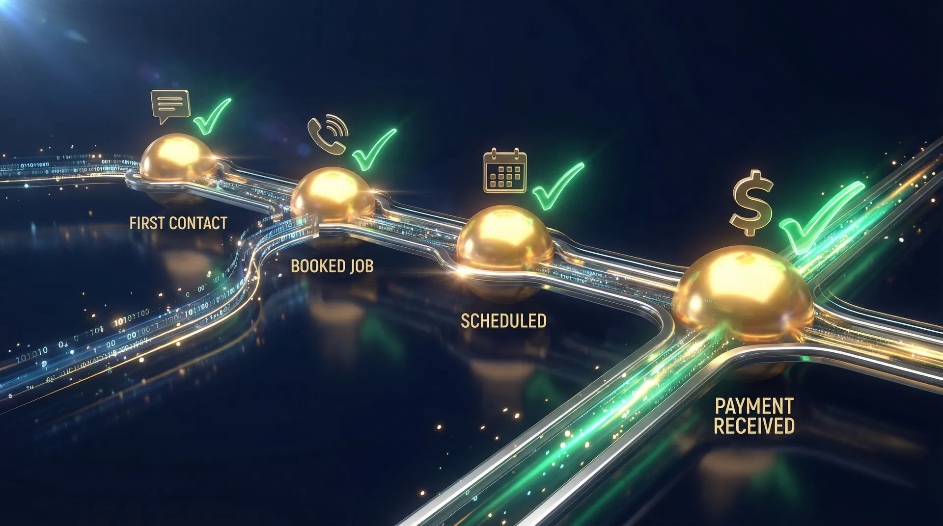 Lead pipeline visualization from first contact to payment received