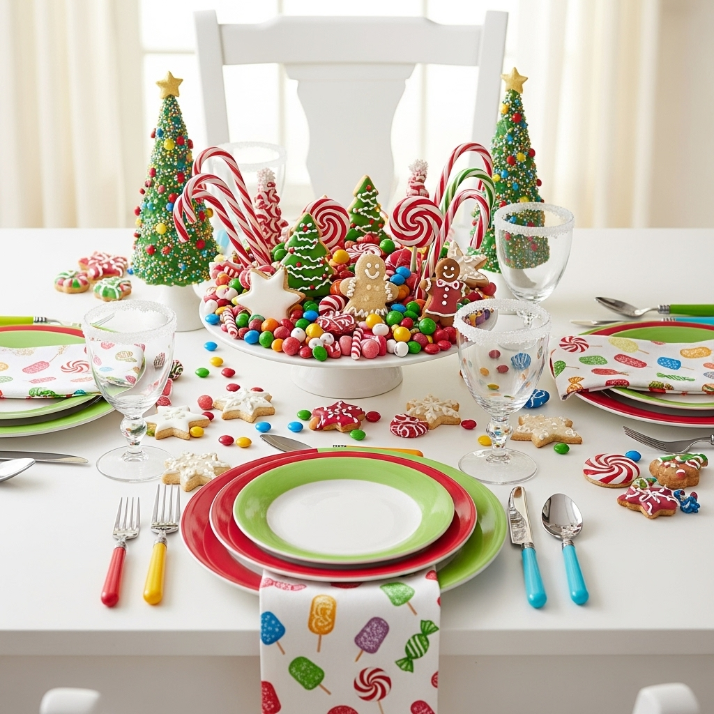 Mesa Natalina com Tema de Doce Natal