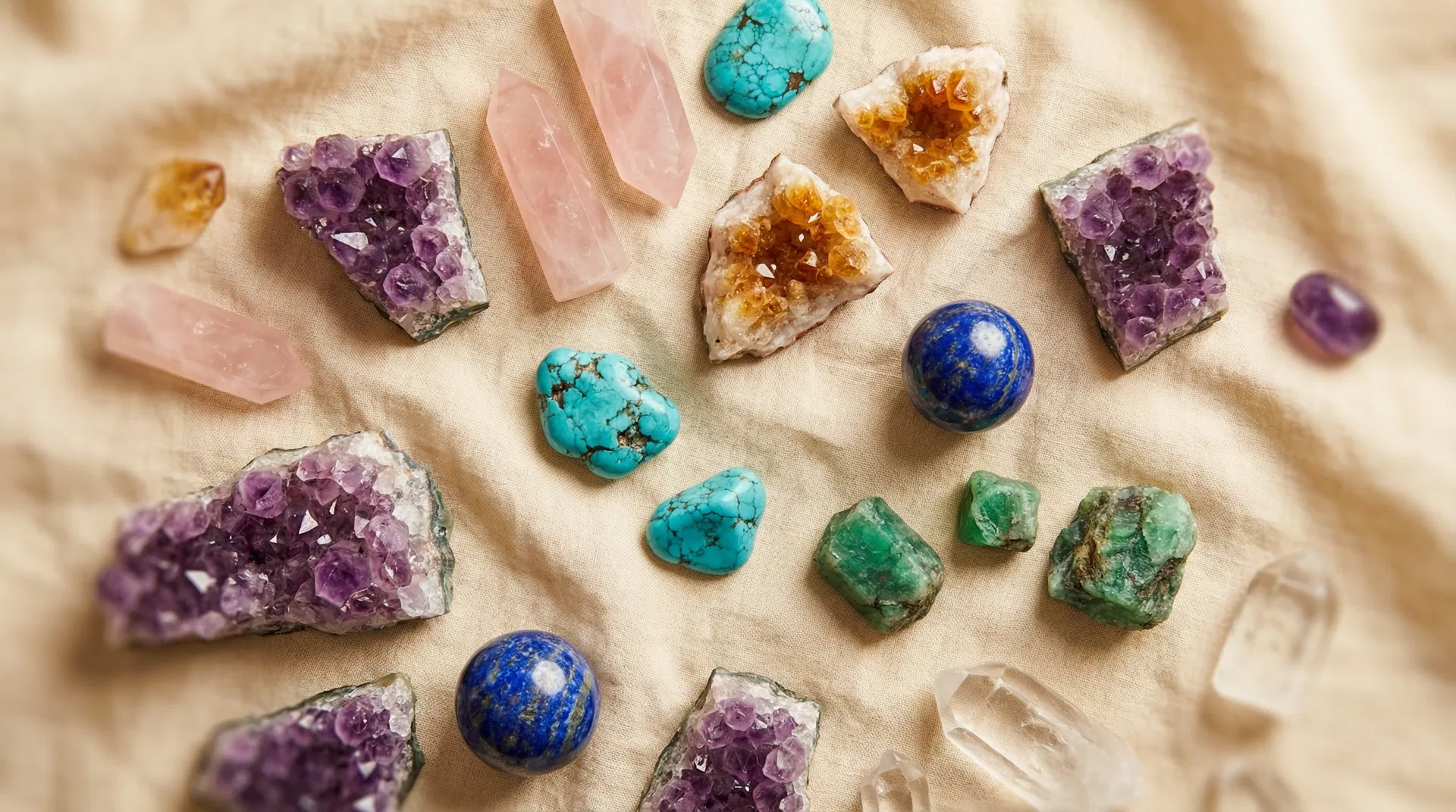 Collection of healing gemstones