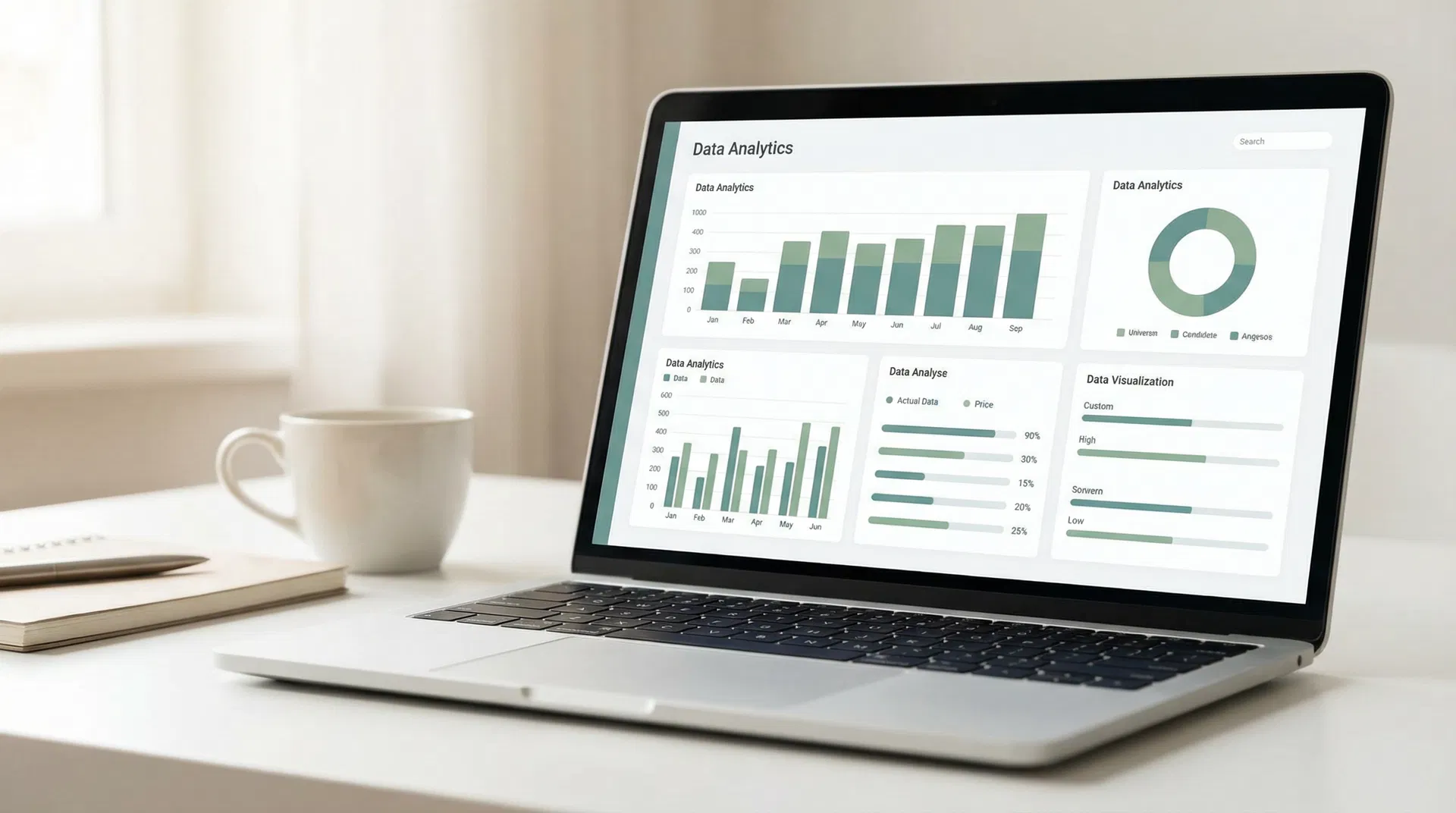 Data analytics dashboard showing clinic performance metrics