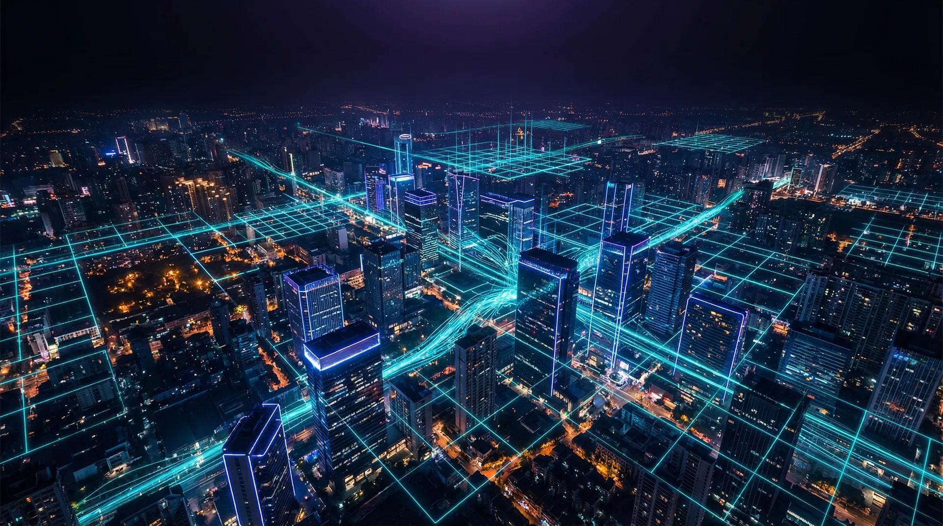 Smart city at night