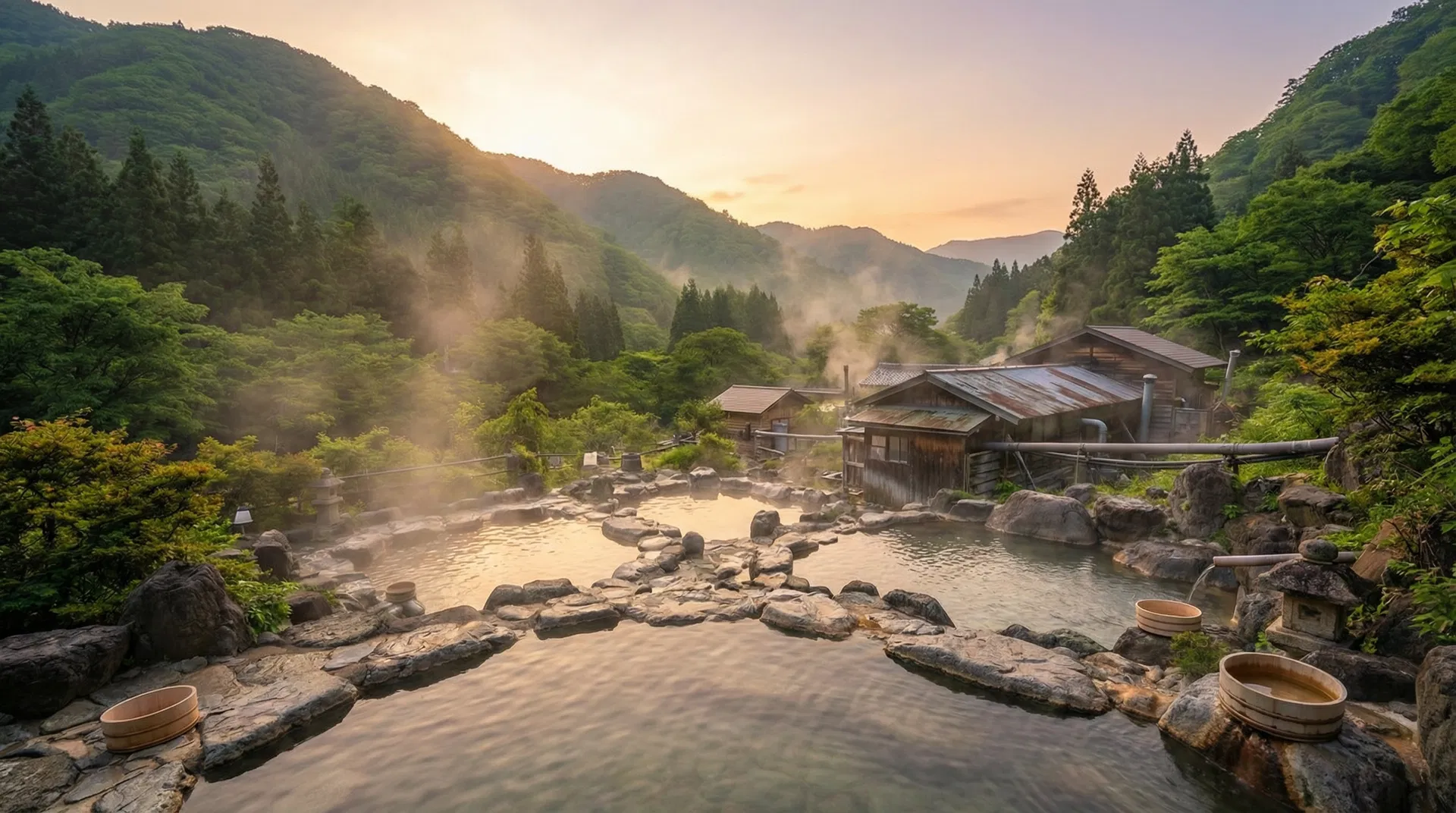 日本の温泉地と地熱の風景