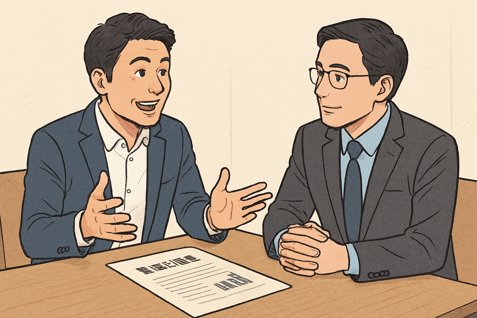 融資担当者と面談する起業家