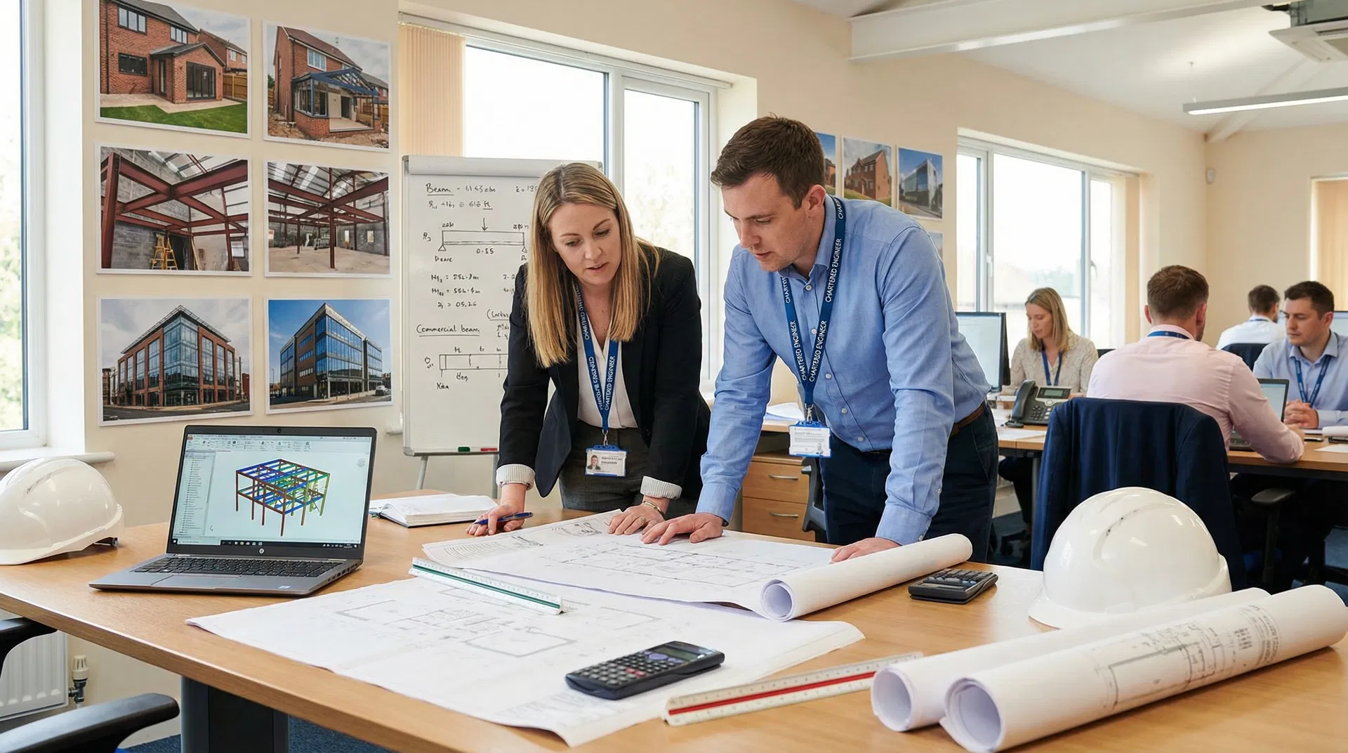 North Bar Engineer team reviewing structural plans and 3D models