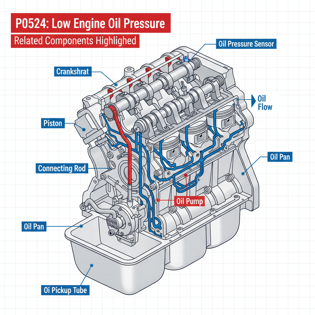 Oil pressure sensor and oil pump location related to P0524 low oil pressure issue