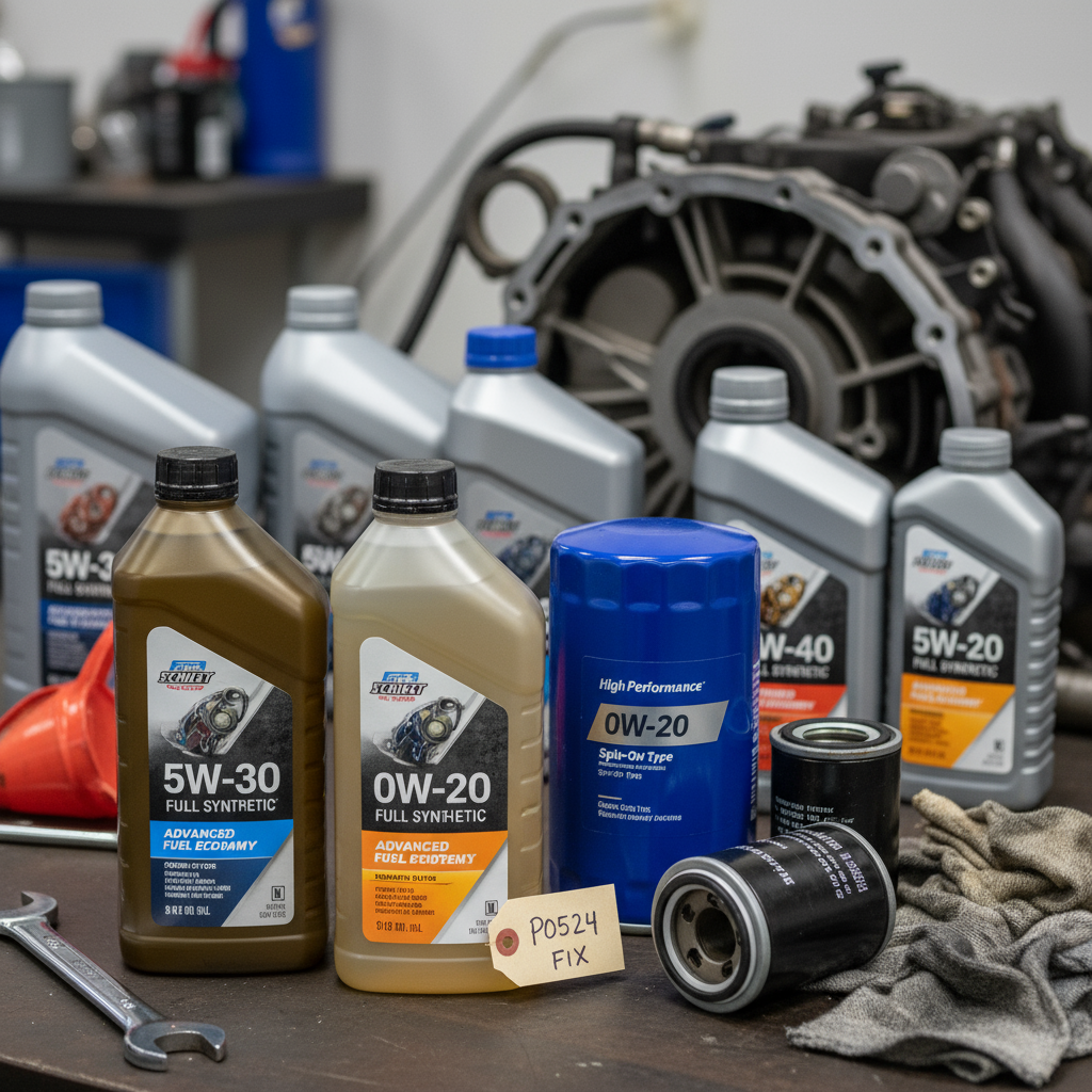 Different motor oil viscosities (5W-30, 0W-20) and oil filters related to P0524 fixes