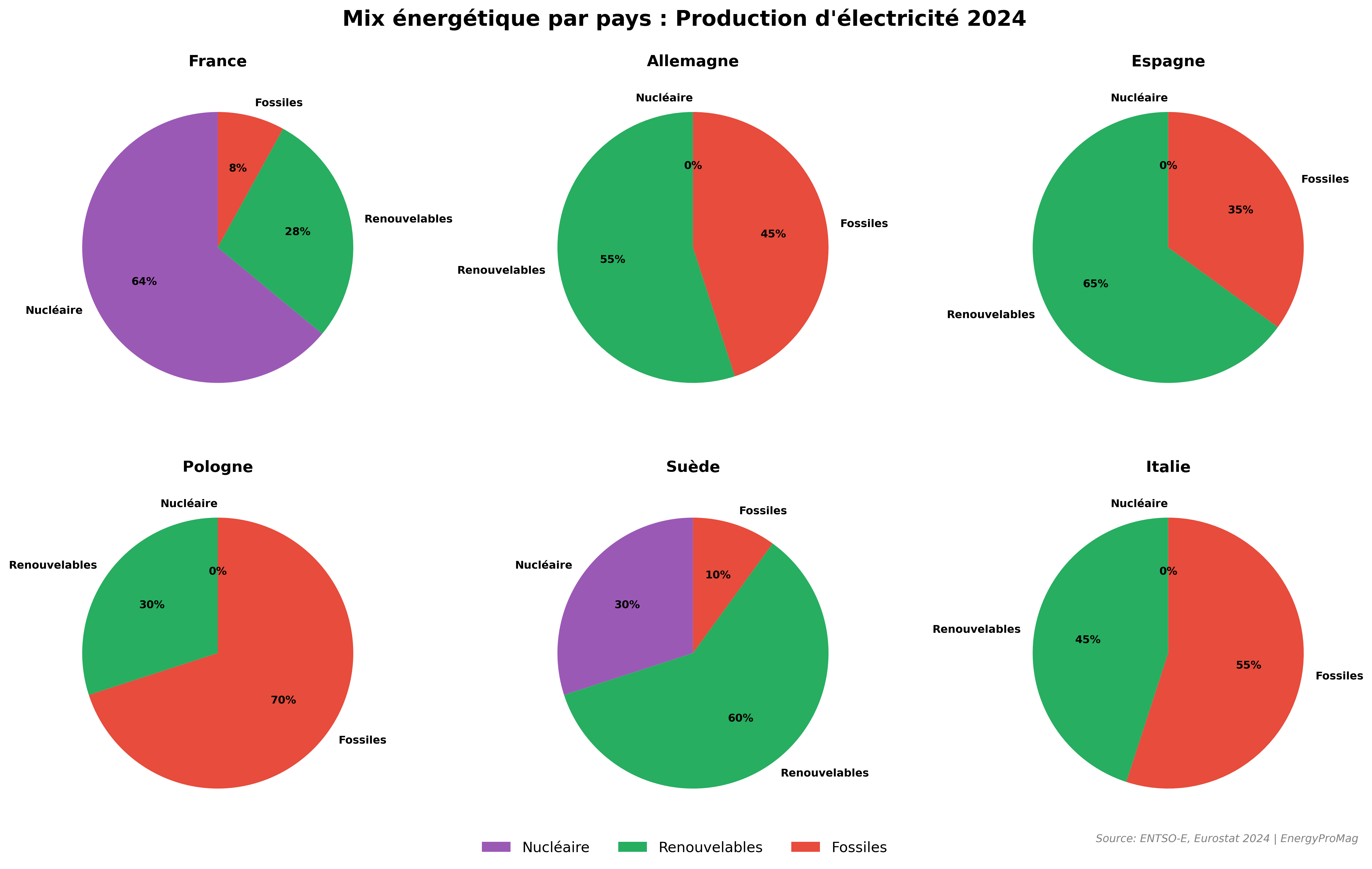 Infographie sur le mix énergétique par pays
