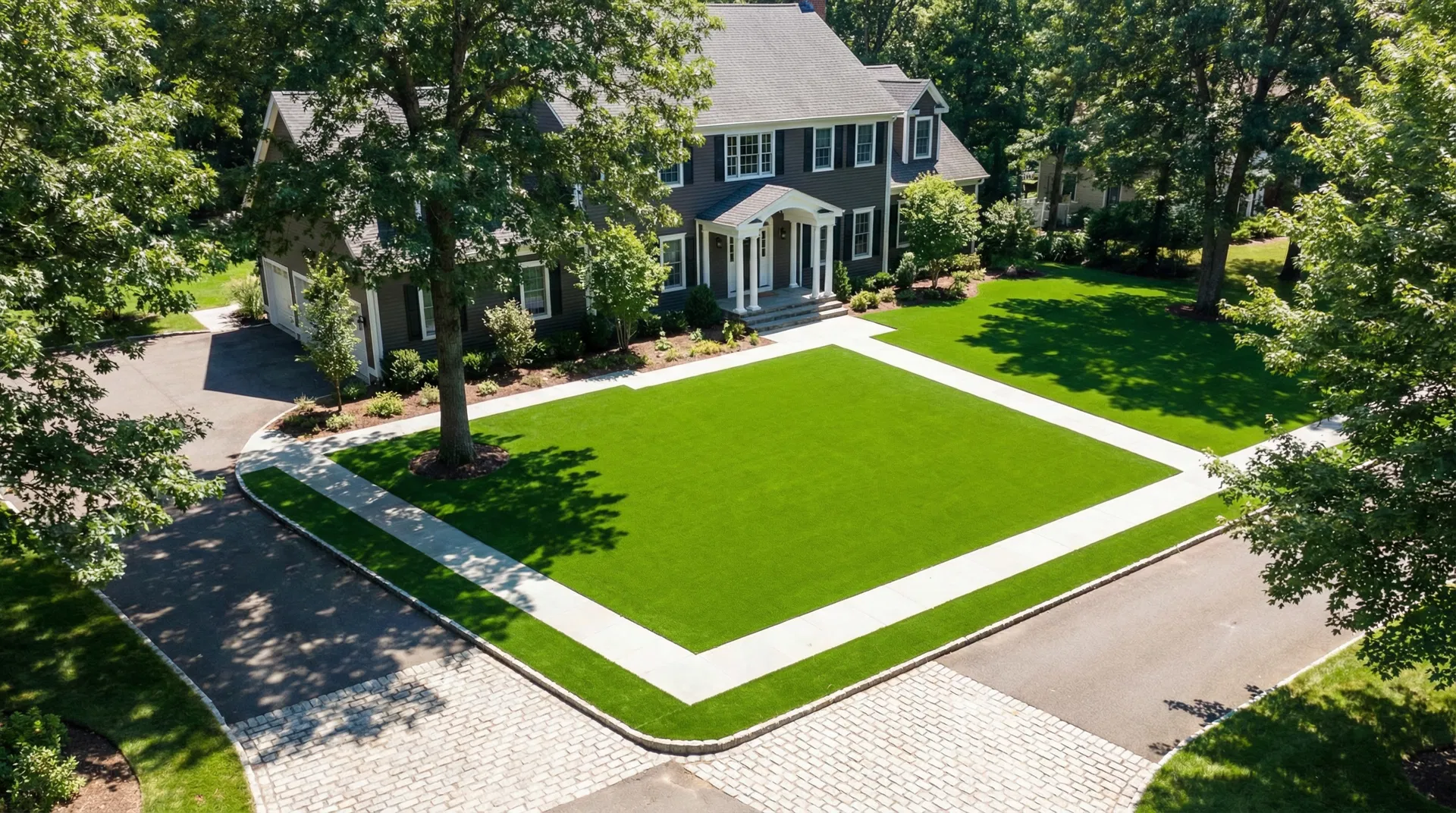 Professionally installed artificial grass lawn in Connecticut