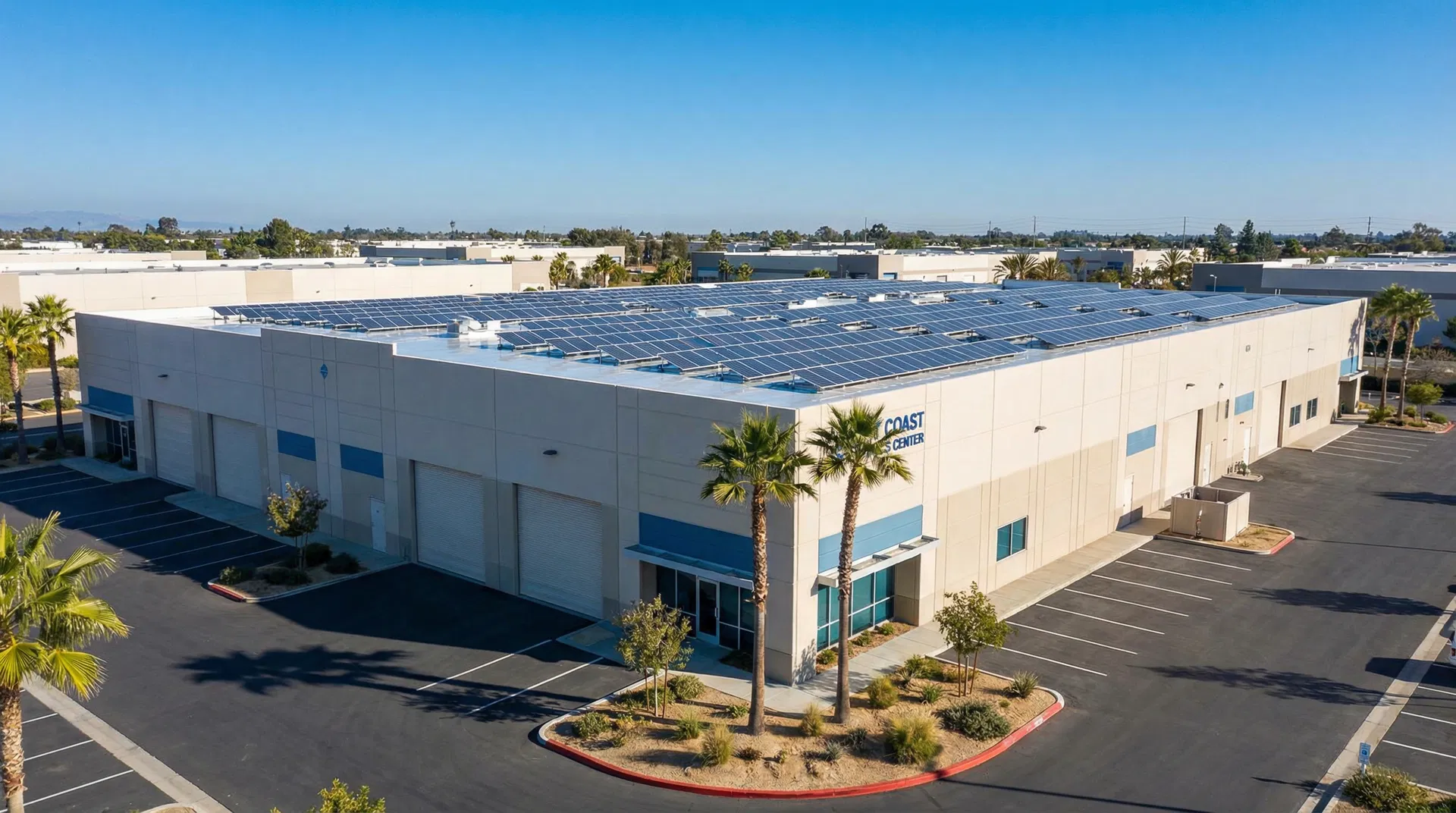 Commercial warehouse with solar installation