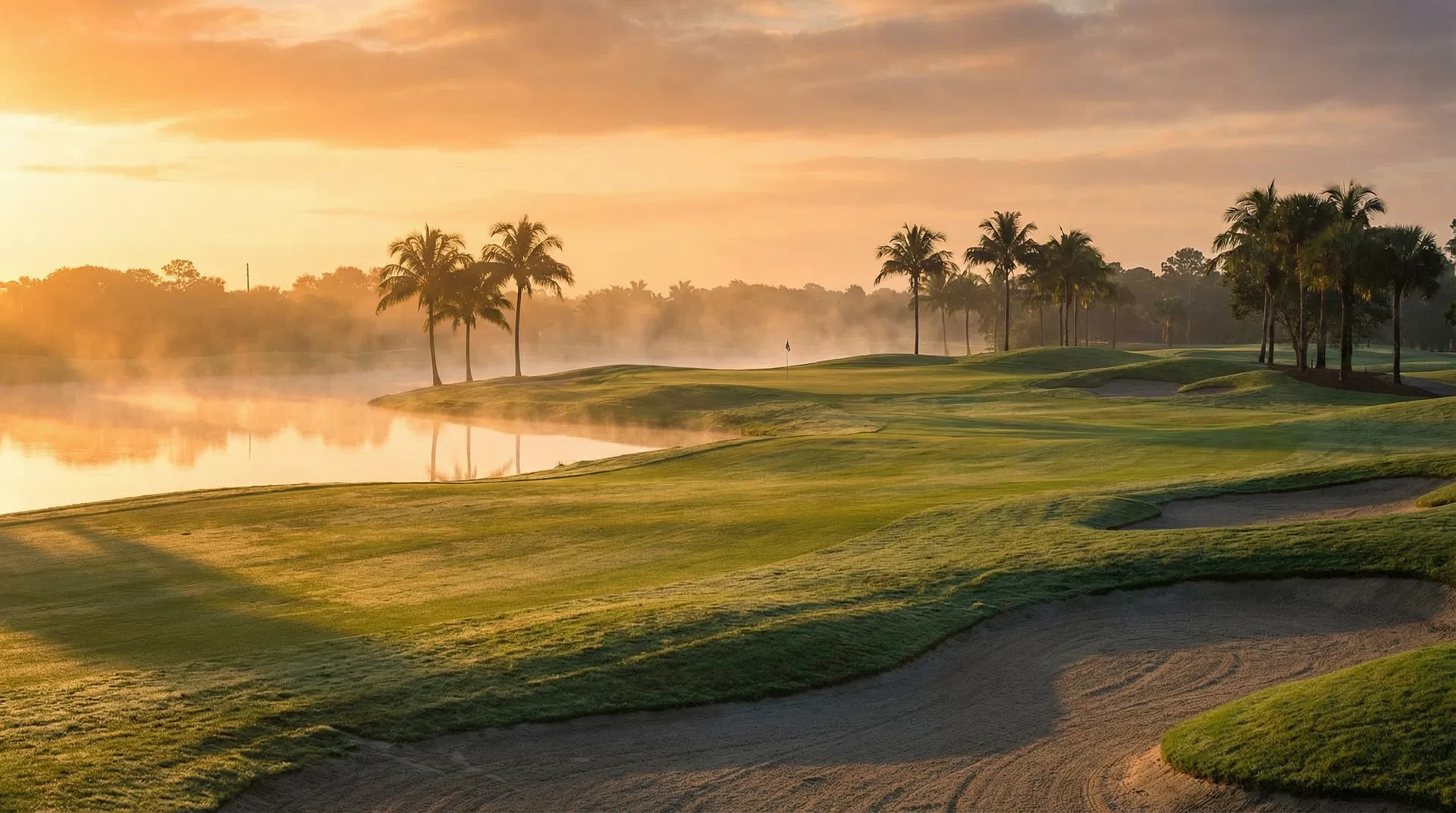 Beautiful golf course at sunrise