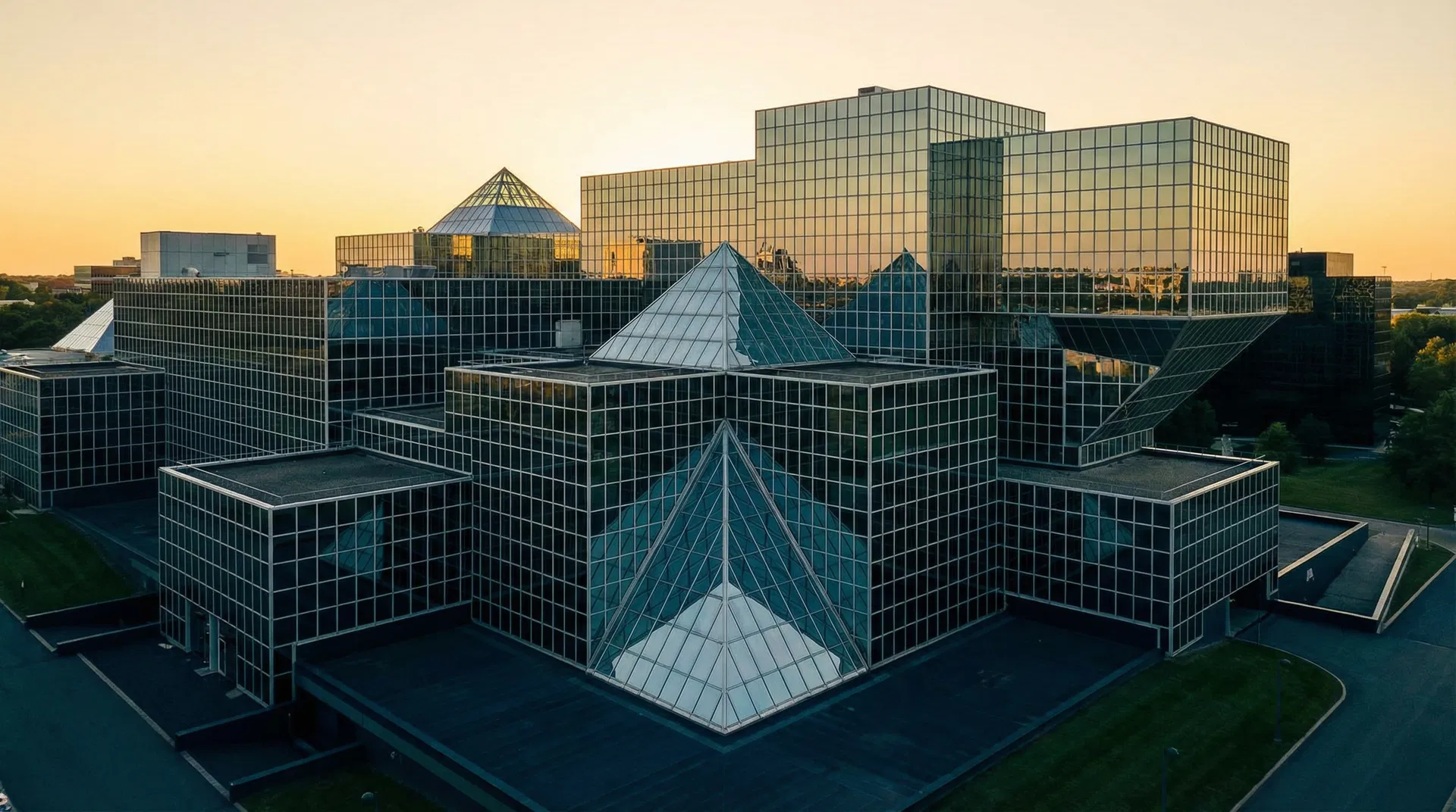 Modern glass architecture representing structured governance