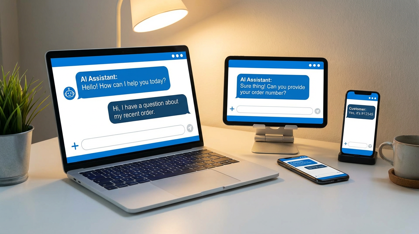 Modern chatbot interface on multiple devices Modern chatbot interface on multiple devices