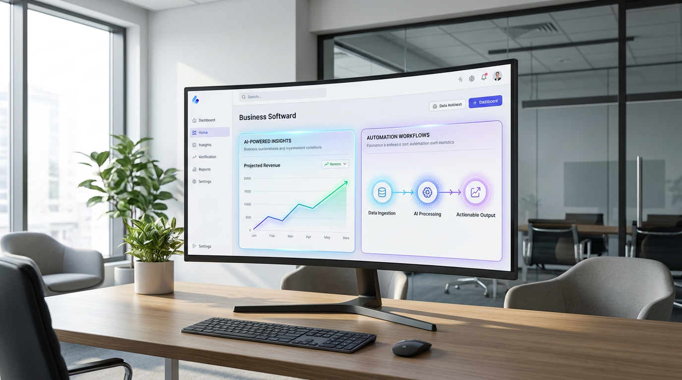 Software dashboard with AI features highlighted Software dashboard with AI features highlighted