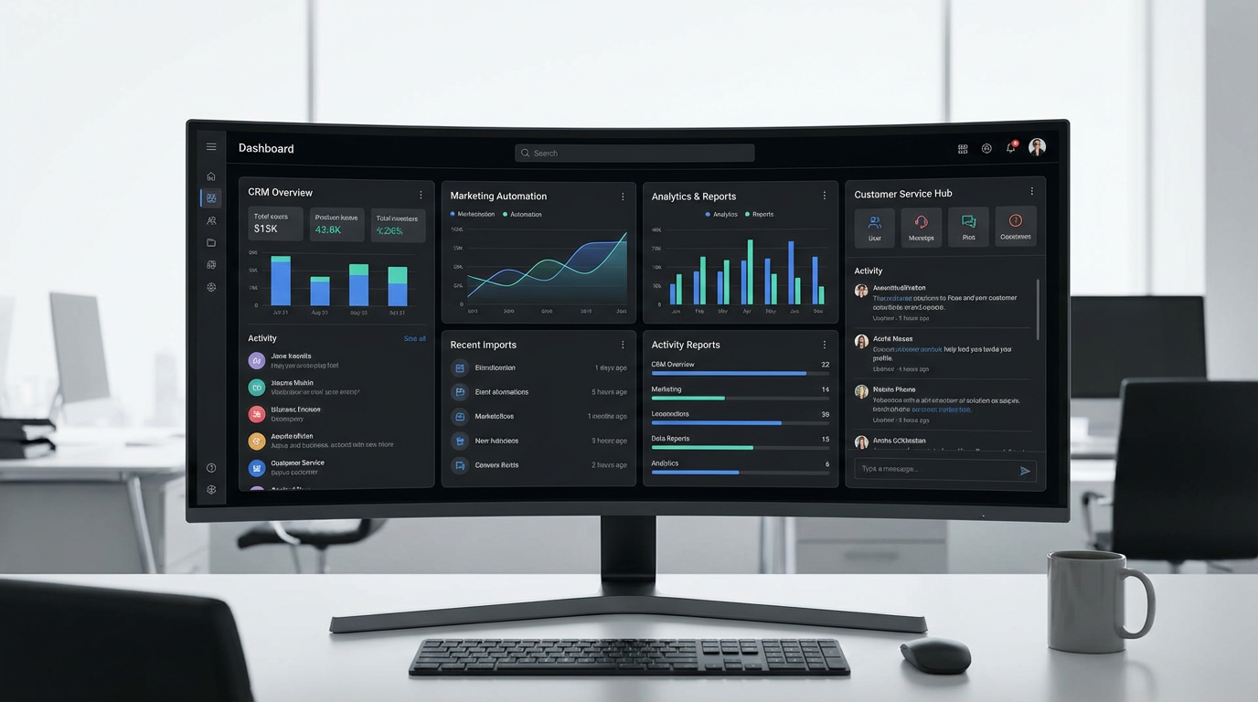 Unified platform dashboard showing multiple features Unified platform dashboard showing multiple features