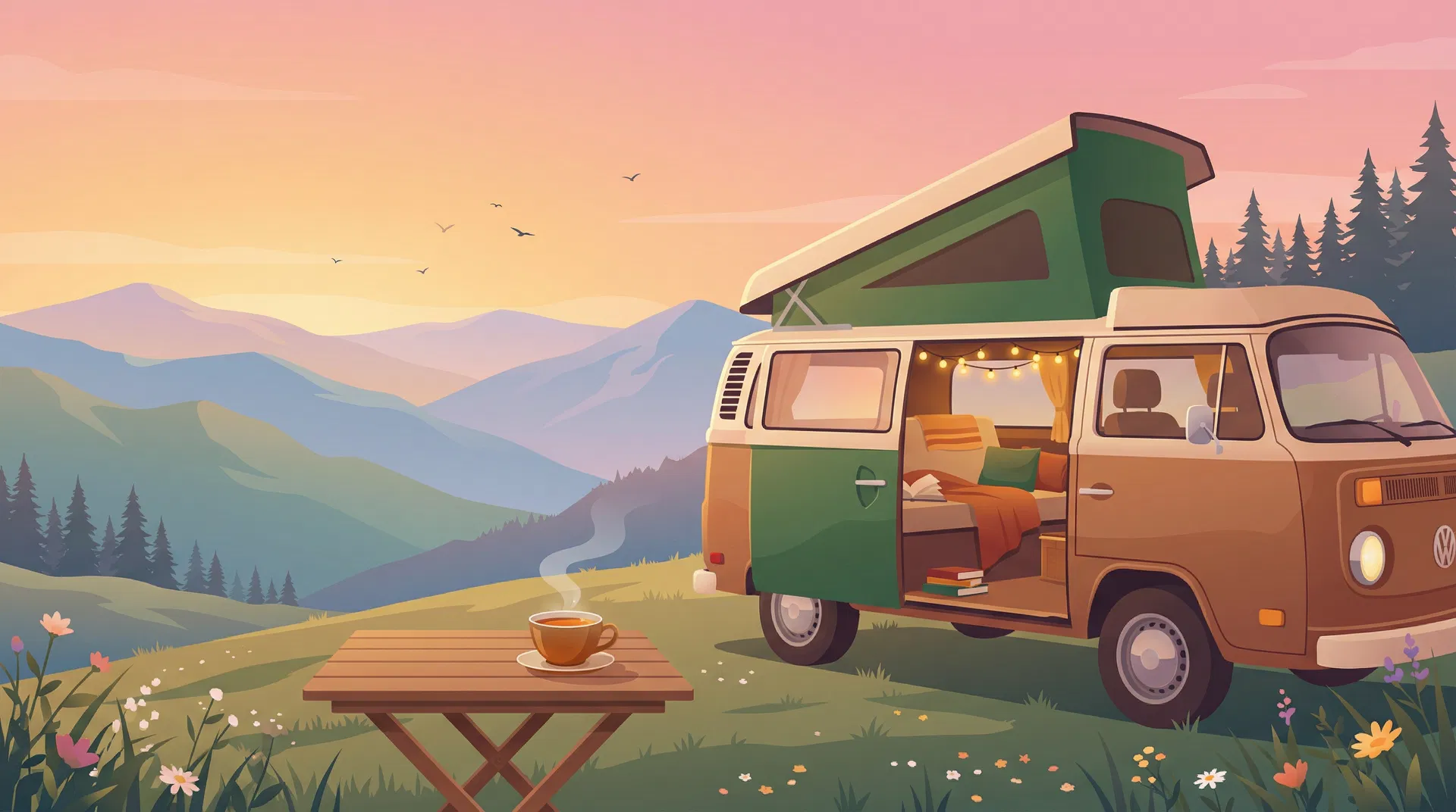 Car camping illustration