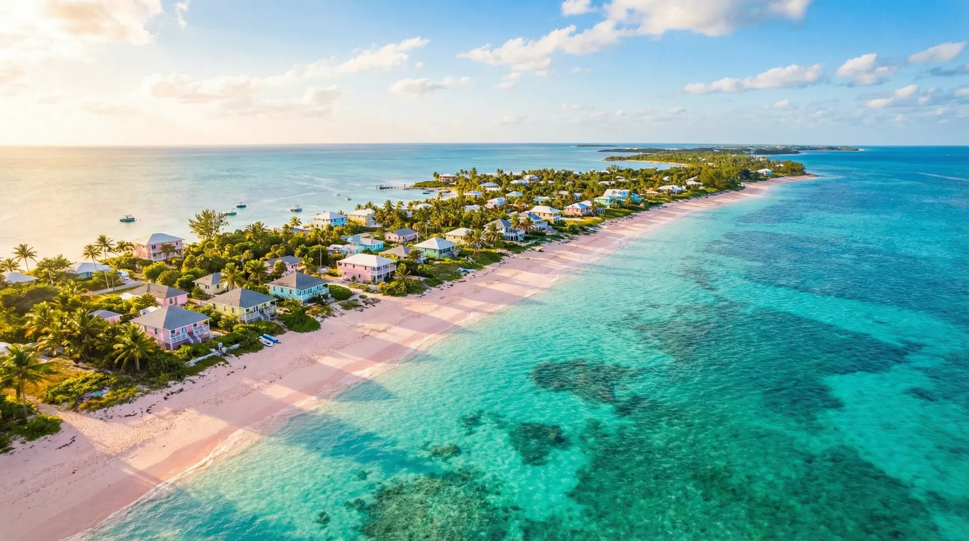 Aerial view of Spanish Wells, Bahamas