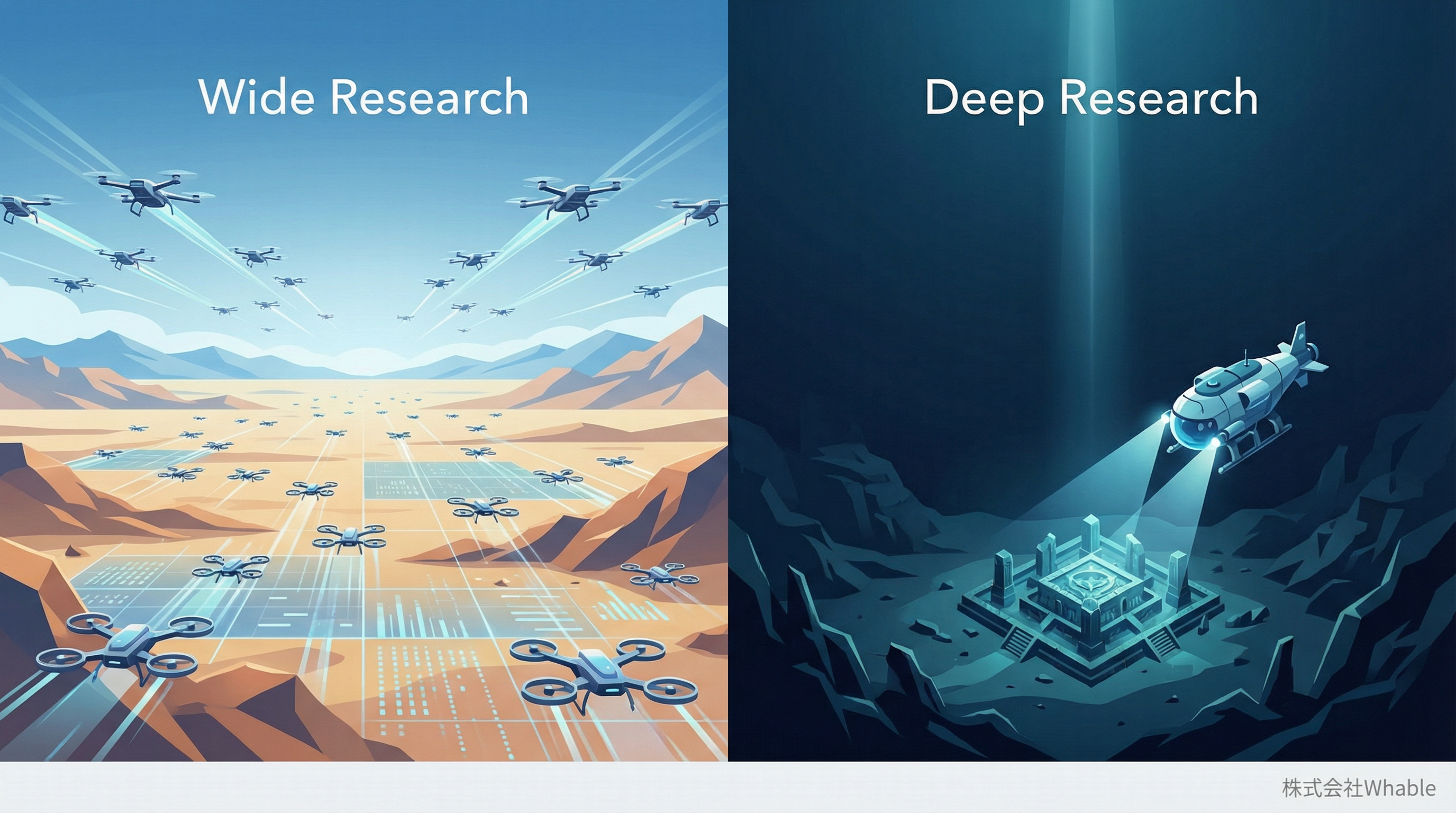 Wide vs Deepのメタファー図