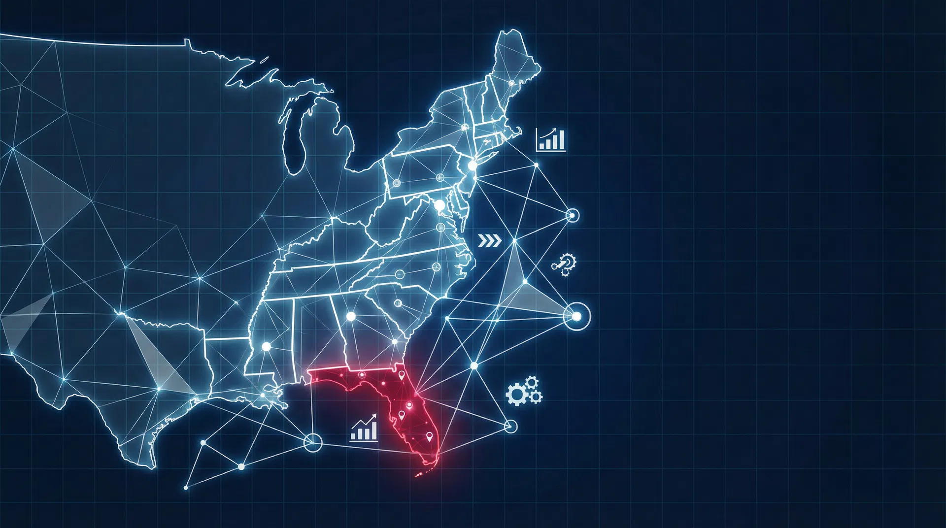 Mapa dos EUA - Foco na Flórida