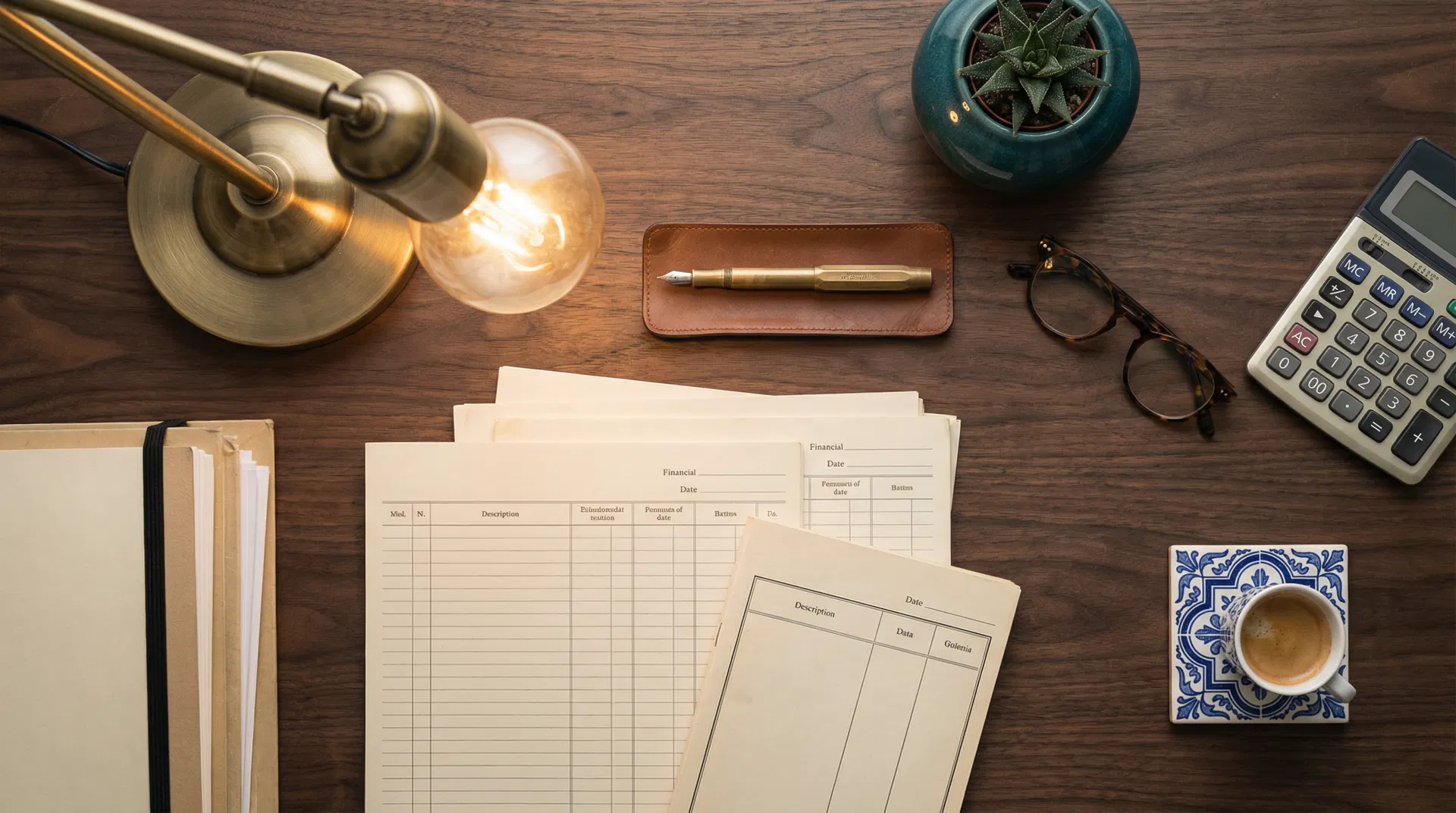 Mesa de trabalho de contabilidade profissional