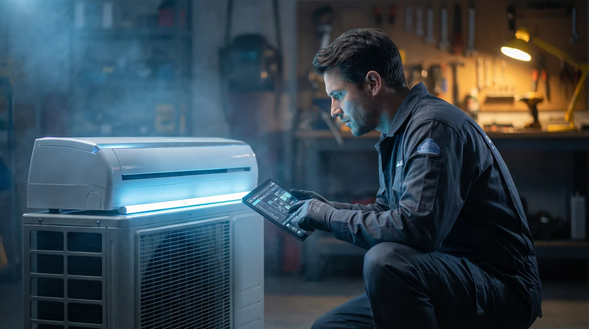 HVAC Technician using AI-powered tools
