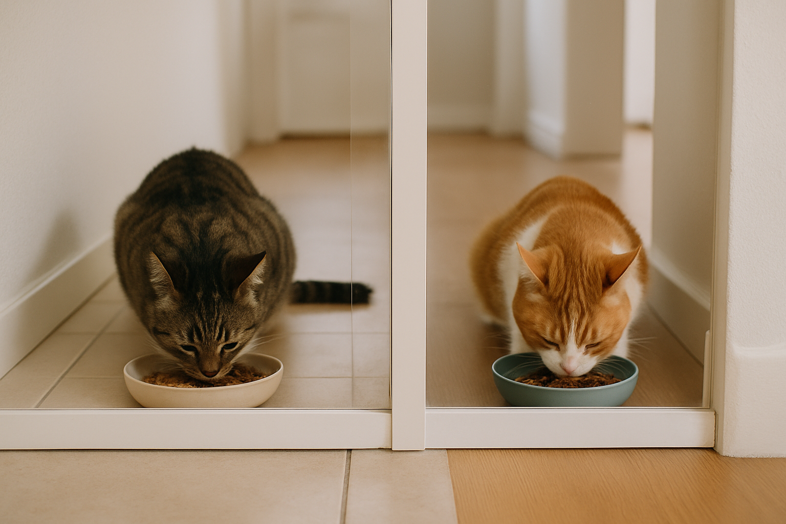 Naast elkaar eten met barrière
