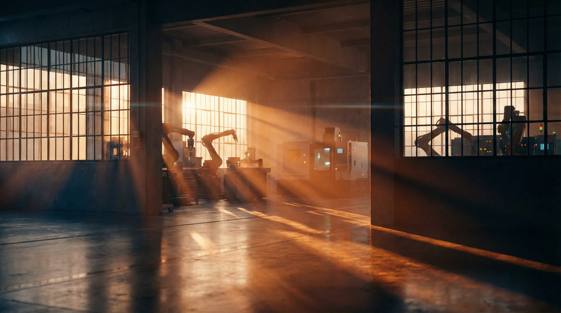 Industrial facility at golden hour