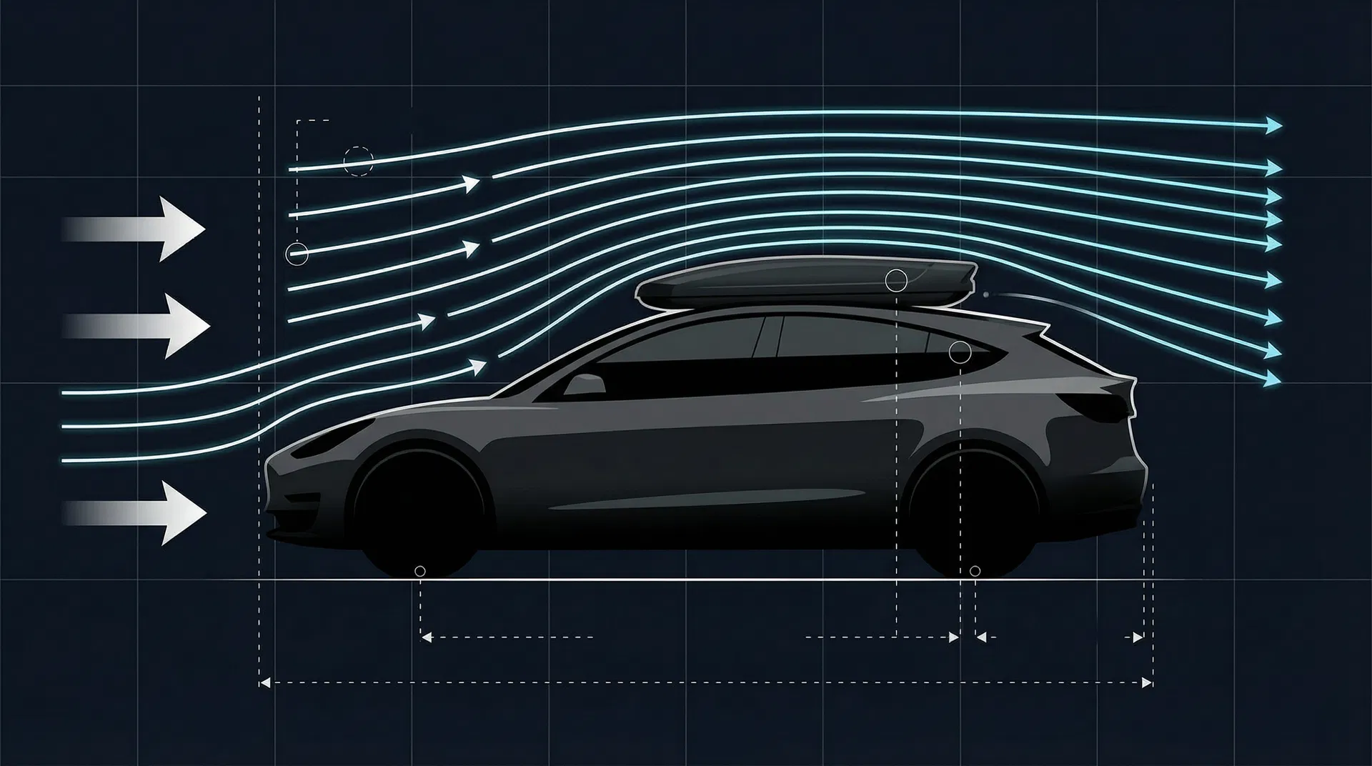Diagrama aerodinâmico do Truff 600L mostrando fluxo de ar laminar
