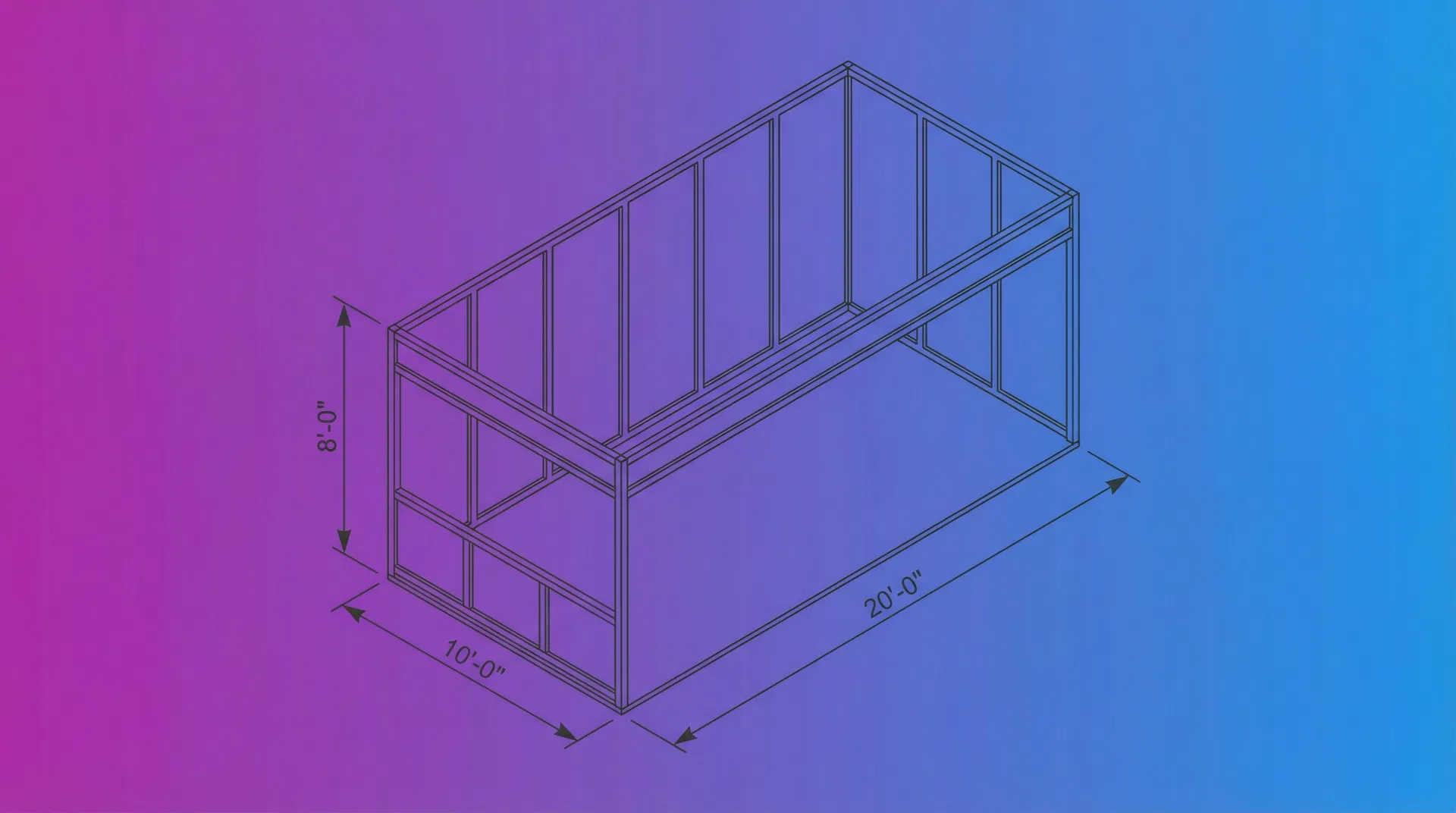 Wireframe diagram of Standard Booth (10'x20')