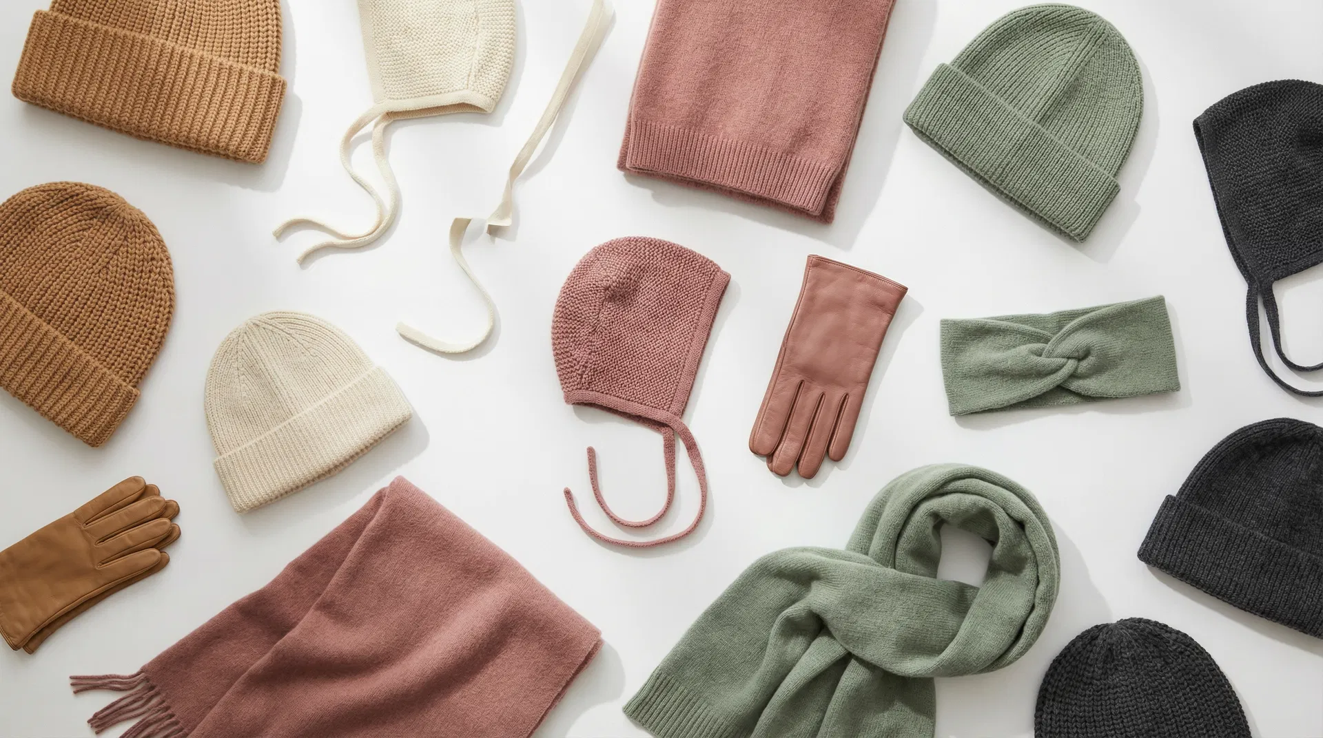 Collection of OEM knitted fashion accessories — hats, scarves, gloves, headbands and baby clothing by Tonglu Best Link