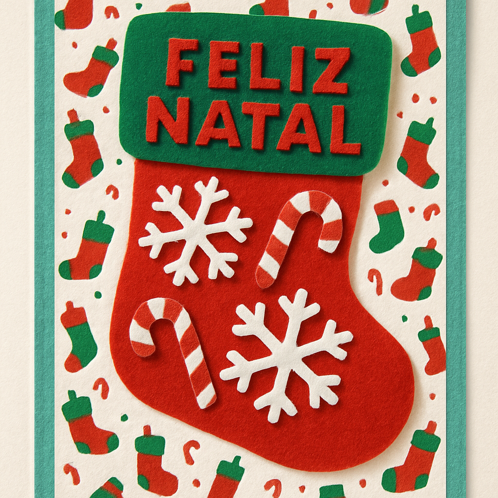 Meia Natalina com Apliques