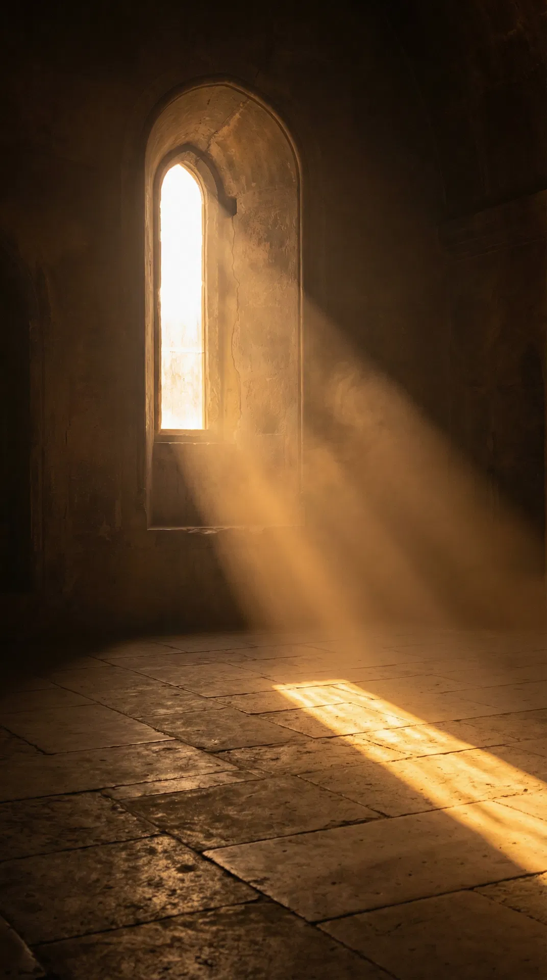 Light streaming through an ancient window
