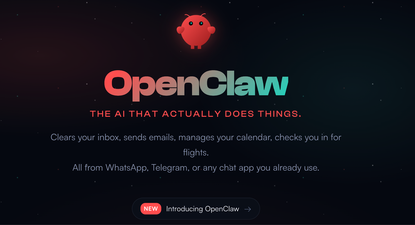 OpenClaw公式サイトトップページ