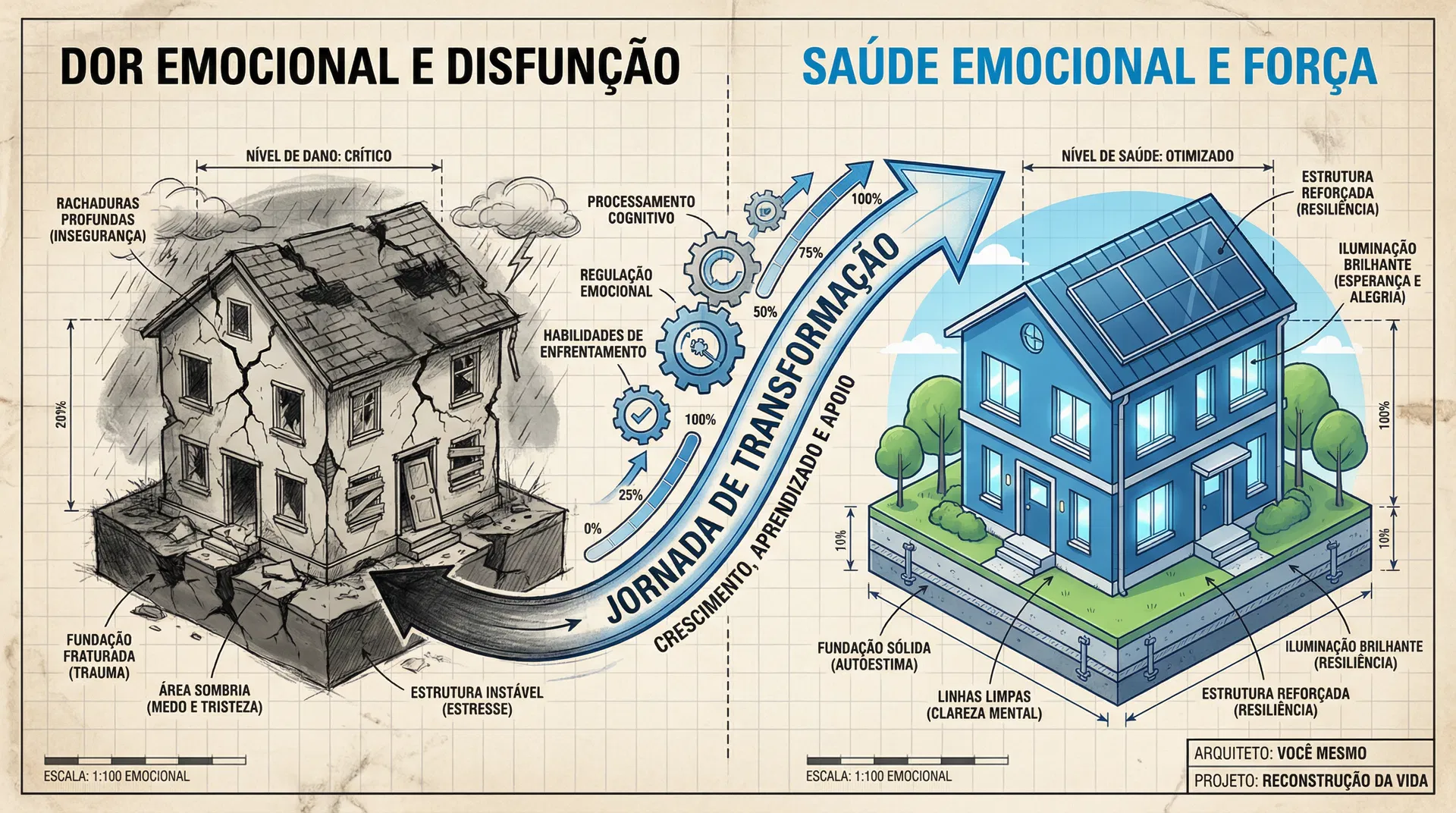 Jornada de Transformação: Da Dor Emocional e Disfunção para Saúde Emocional e Força