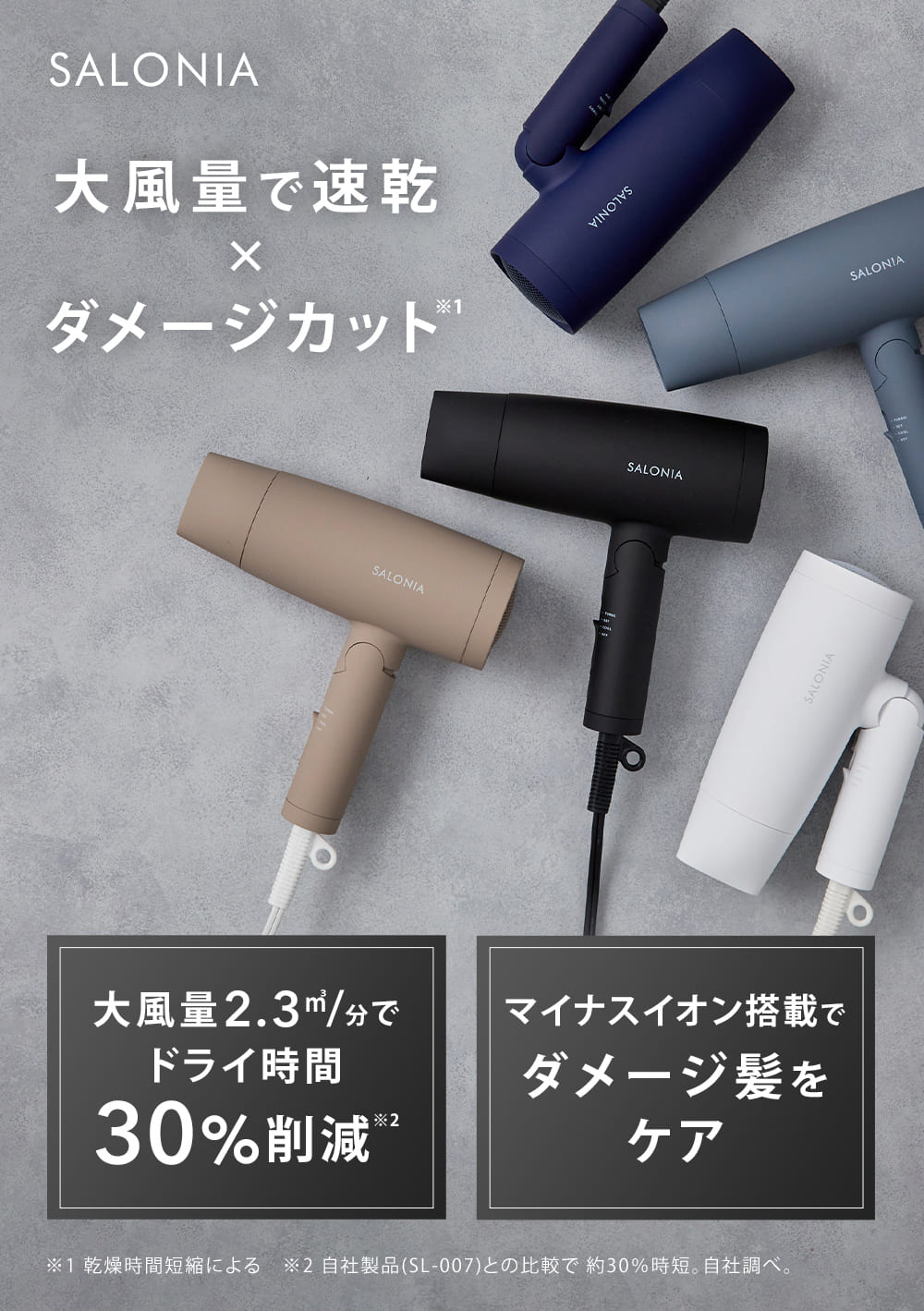 SALONIA sal004 大風量とマイナスイオンの特徴