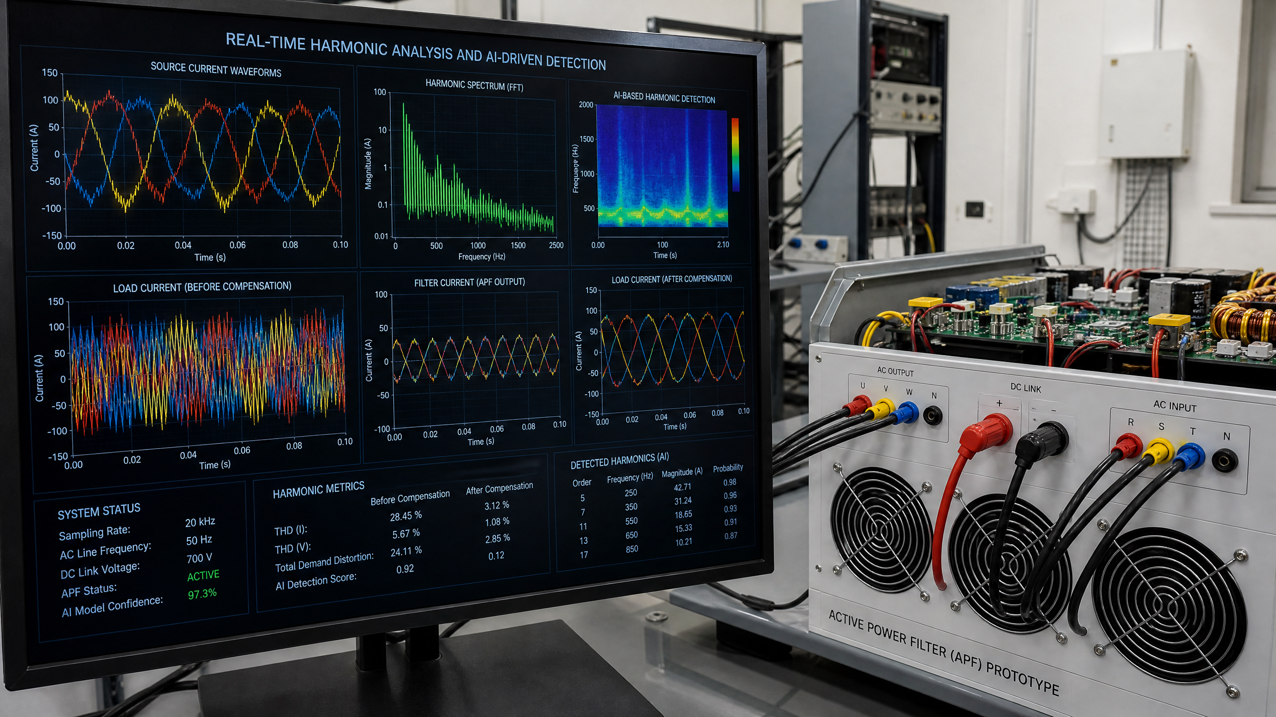 APF Real-Time Harmonic Analysis in a Power Electronics Lab