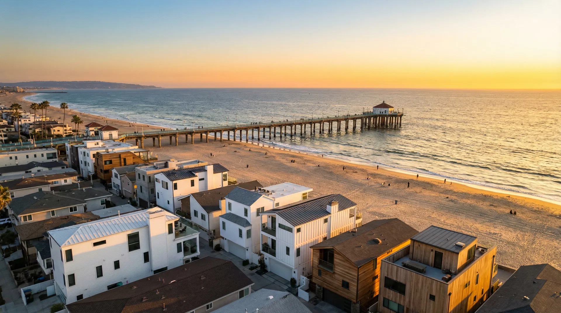 Manhattan Beach aerial view at golden hour