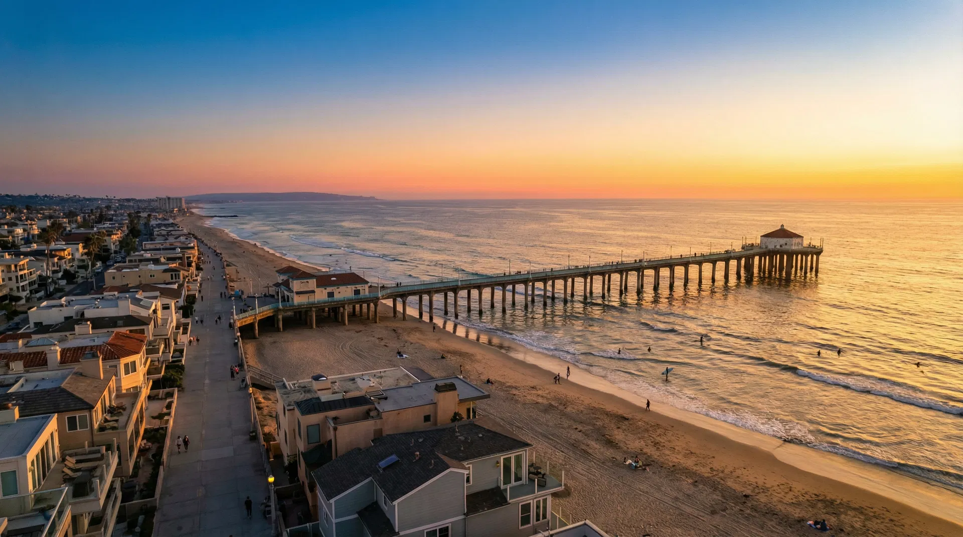 Manhattan Beach pier at golden hour