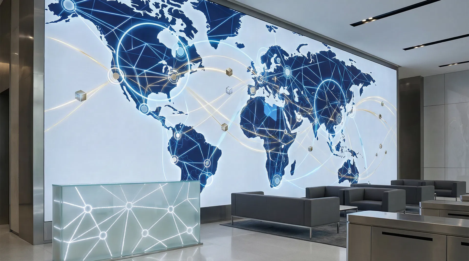 Global supply chain network visualization showing integrated manufacturing ecosystem