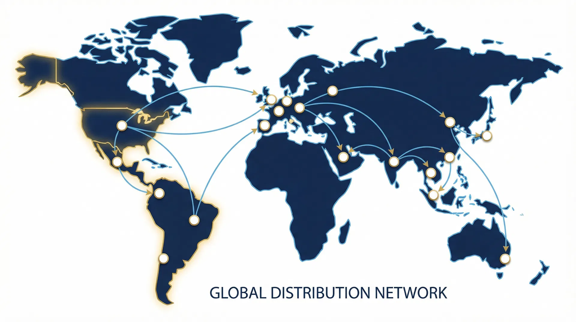 Global distribution network map showing Perez Tobie's presence in United States and Latin America with worldwide partnerships