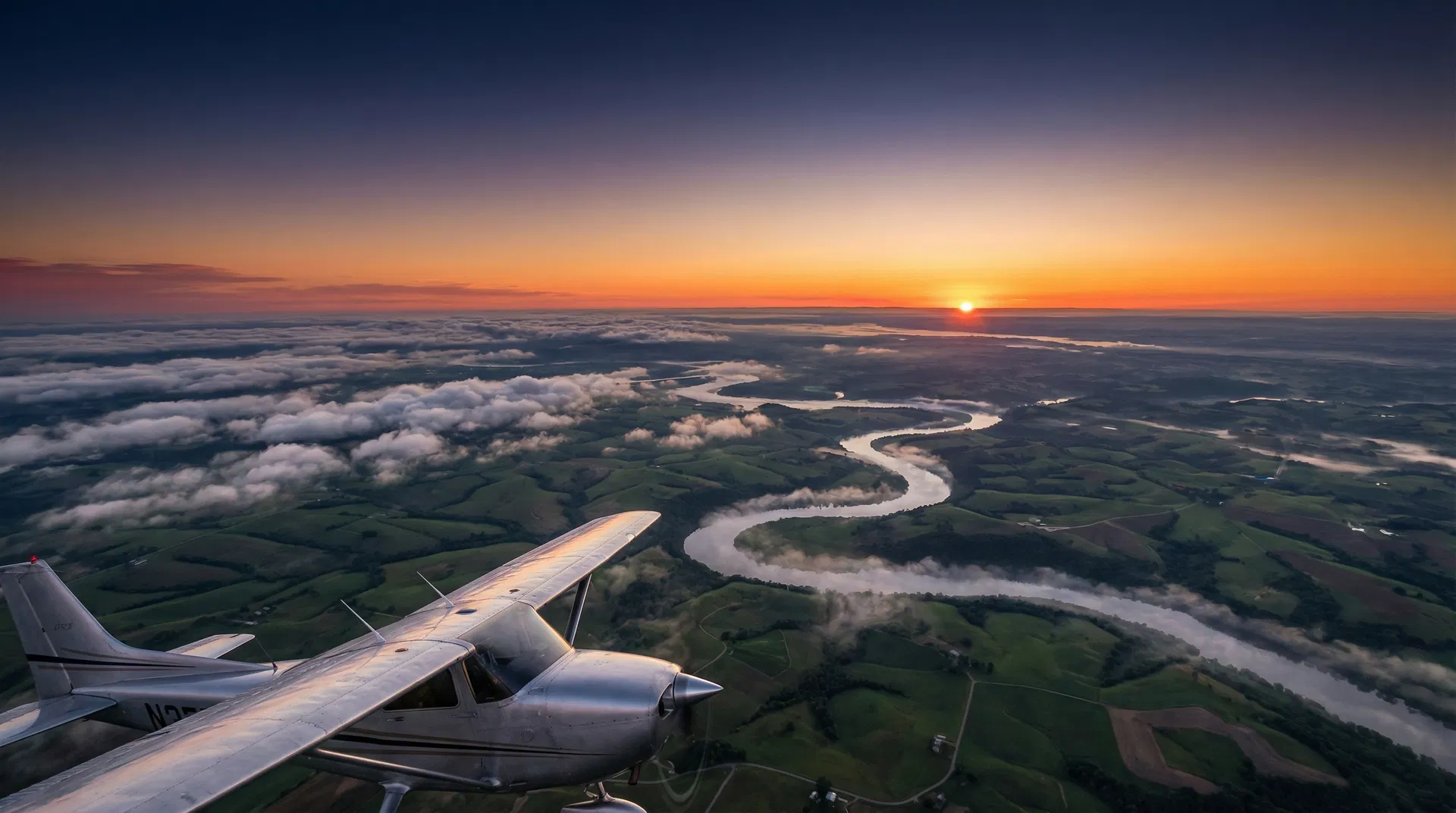 Aerial perspective from piston aircraft