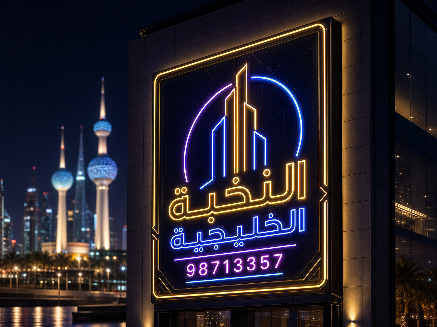 إعلان نيون فني ومبتكر في الكويت