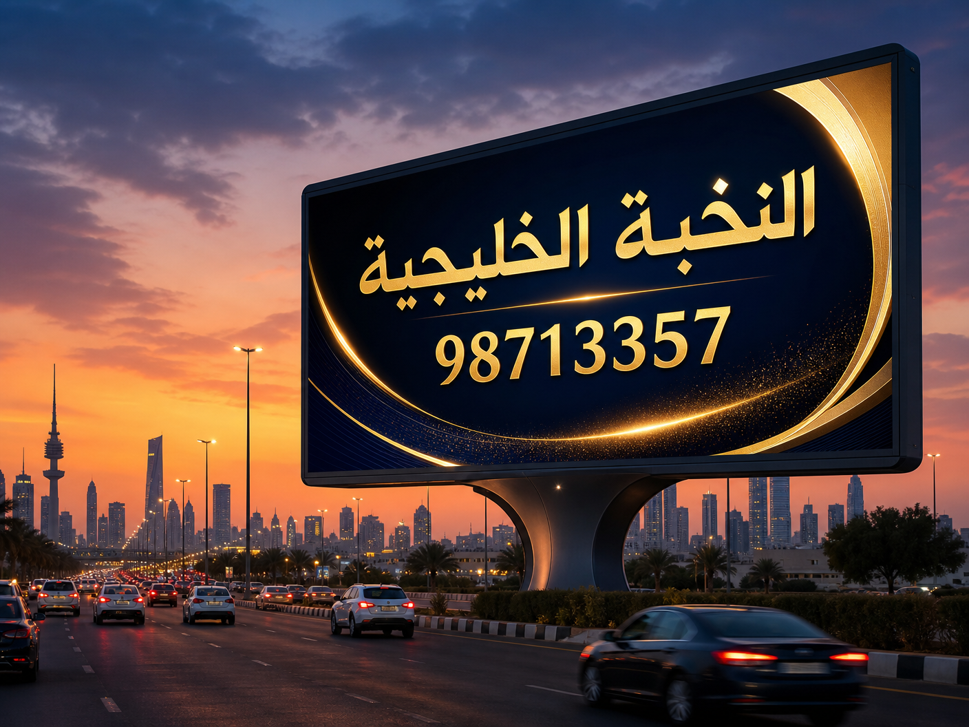 شاشة LED رقمية كبيرة تعرض إعلانًا في الكويت