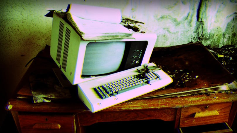 Dusty abandoned computer