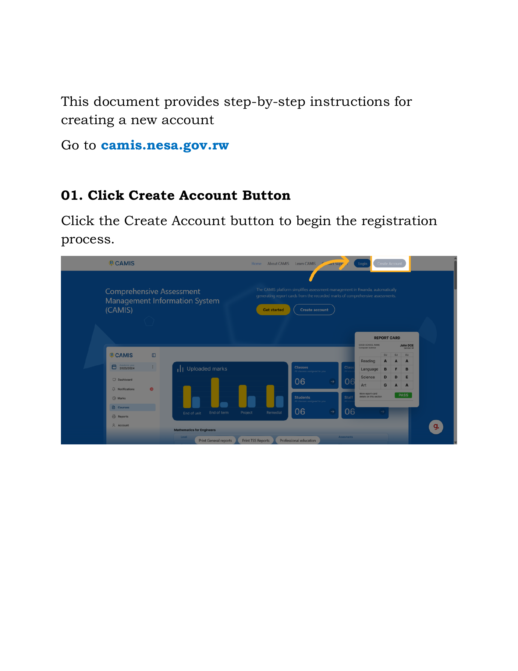 Click Create Account Button