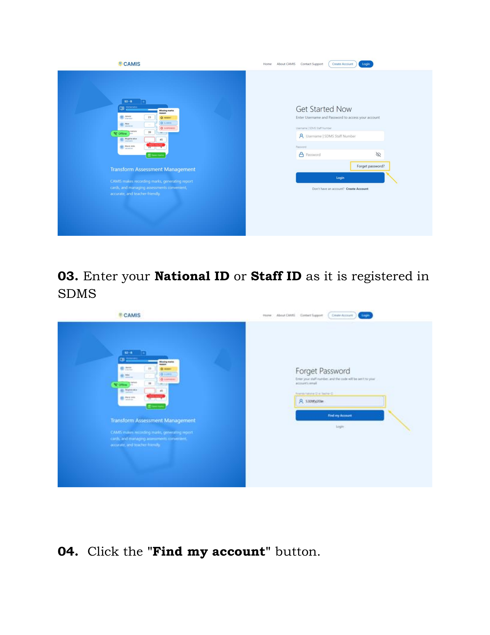 Enter ID and Find Account