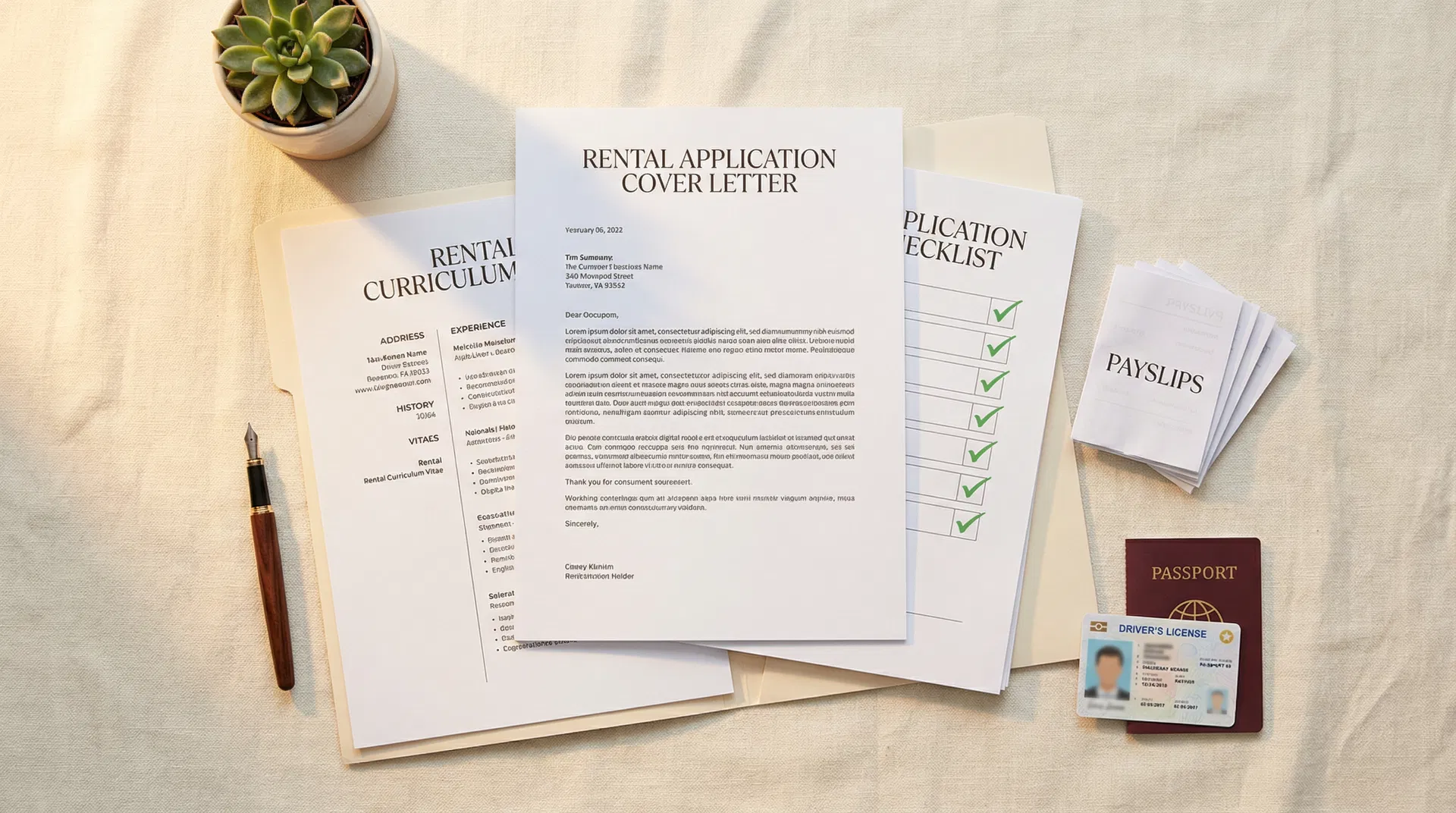 Professional rental application documents