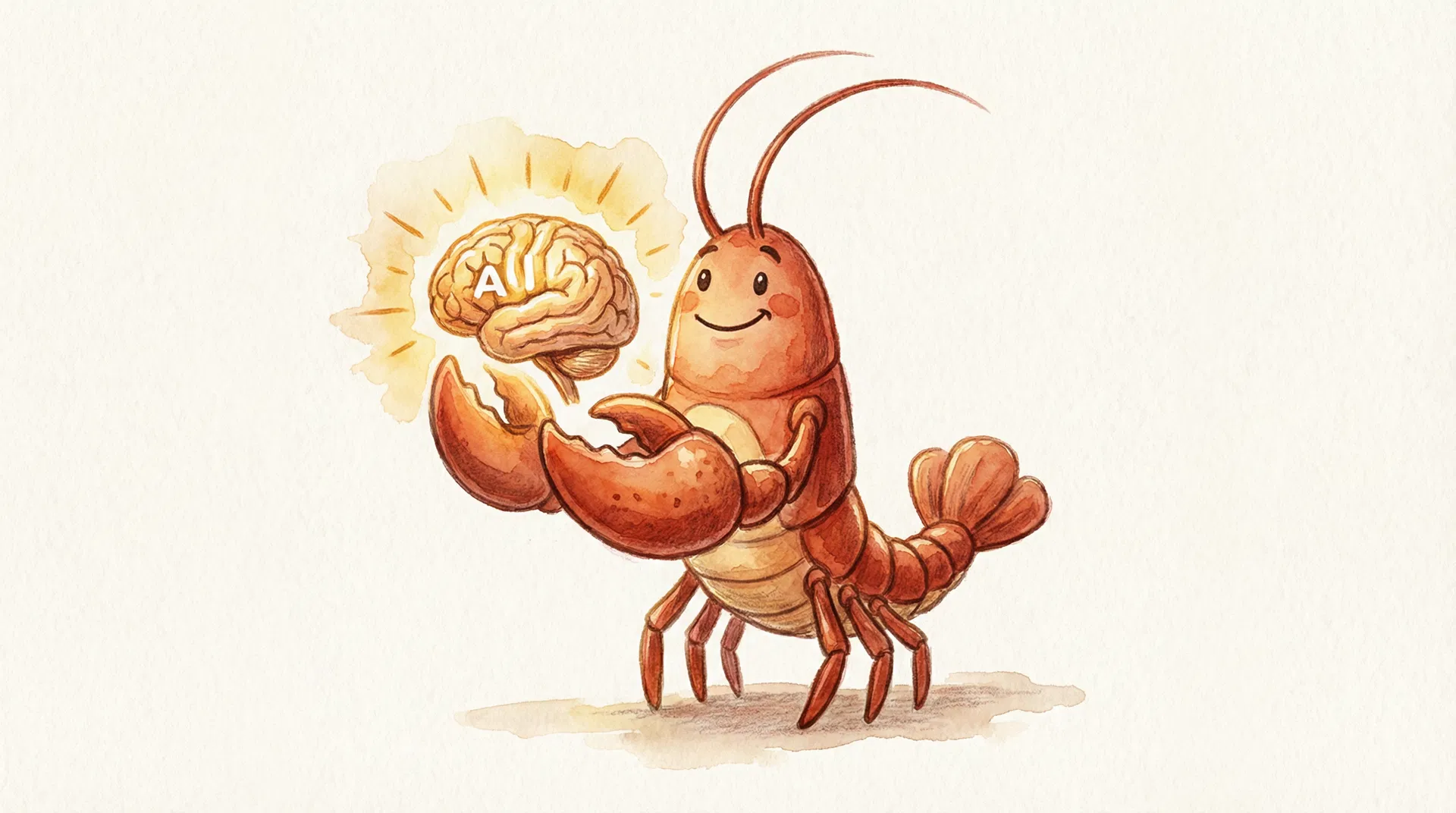 มาสคอต OpenClaw — กุ้งมังกรน่ารักถือสมอง AI