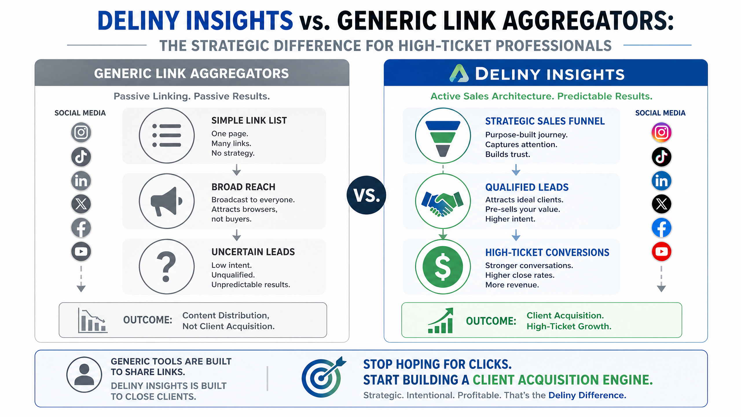 Deliny Insights vs. Generic Link Aggregators Infographic